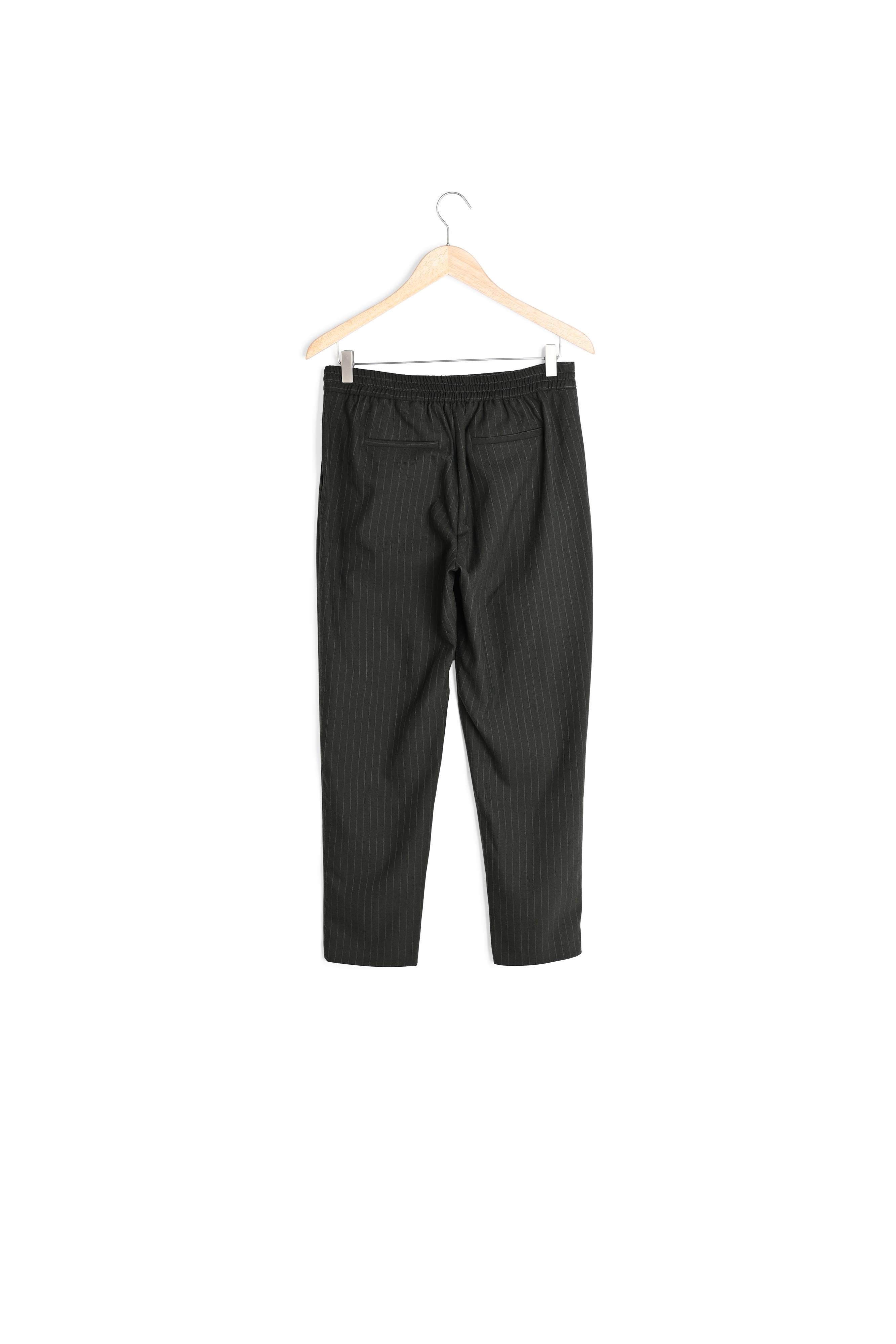 Pantalon carotte fluide rayé kaki Flynn Faume - seconde main