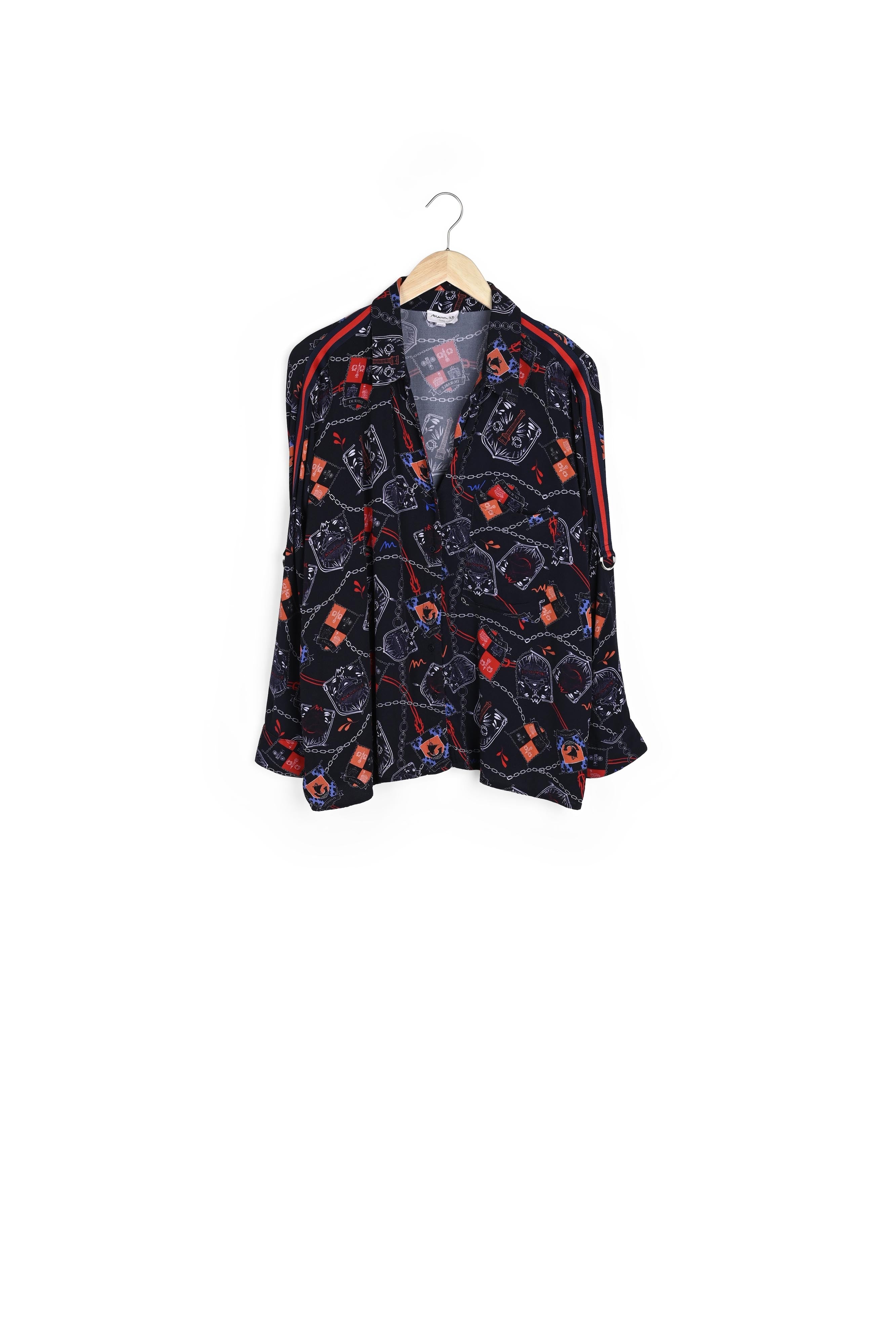 Chemise marine imprimé écussons Cathleen Faume - seconde main