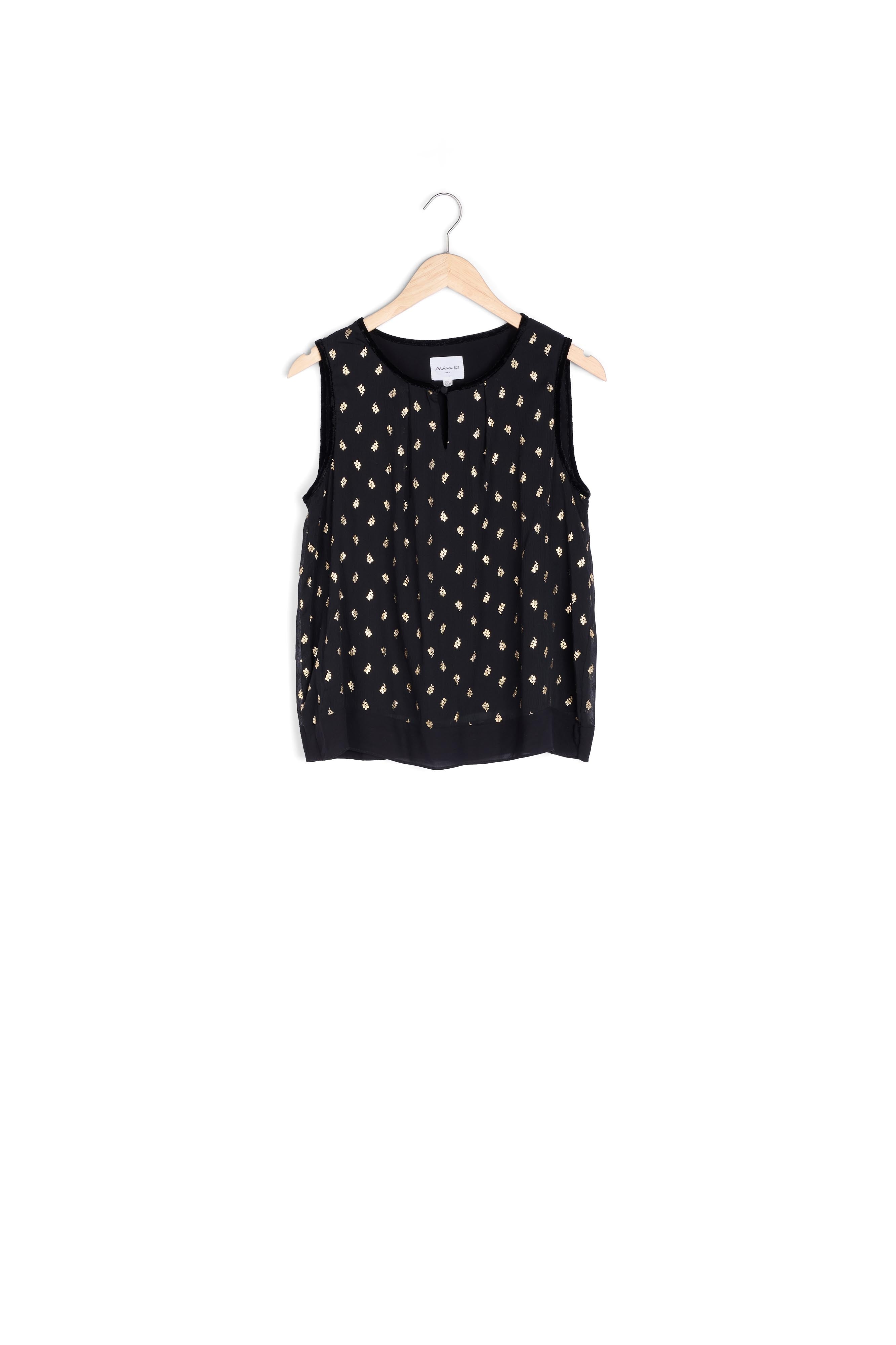 Top noir brodé Fanette Faume - seconde main