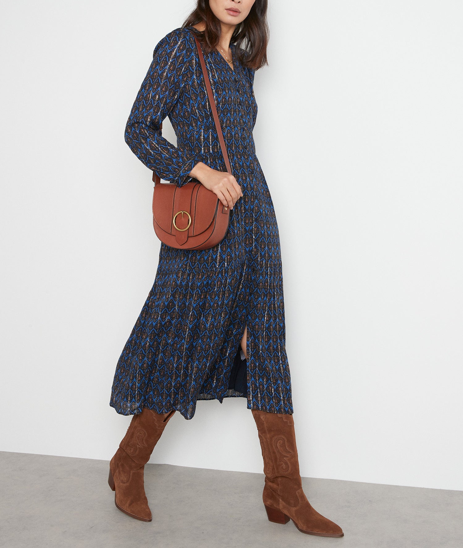 Robe longue imprimée bleu marine Nais Faume - seconde main