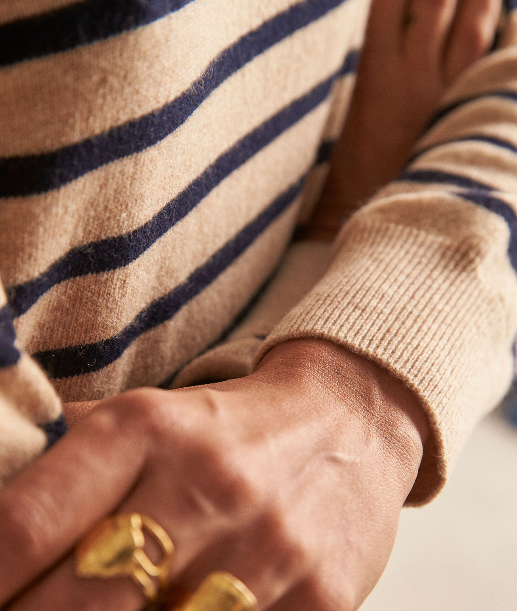 Pull marinière en laine responsable camel clair Barry Faume - seconde main