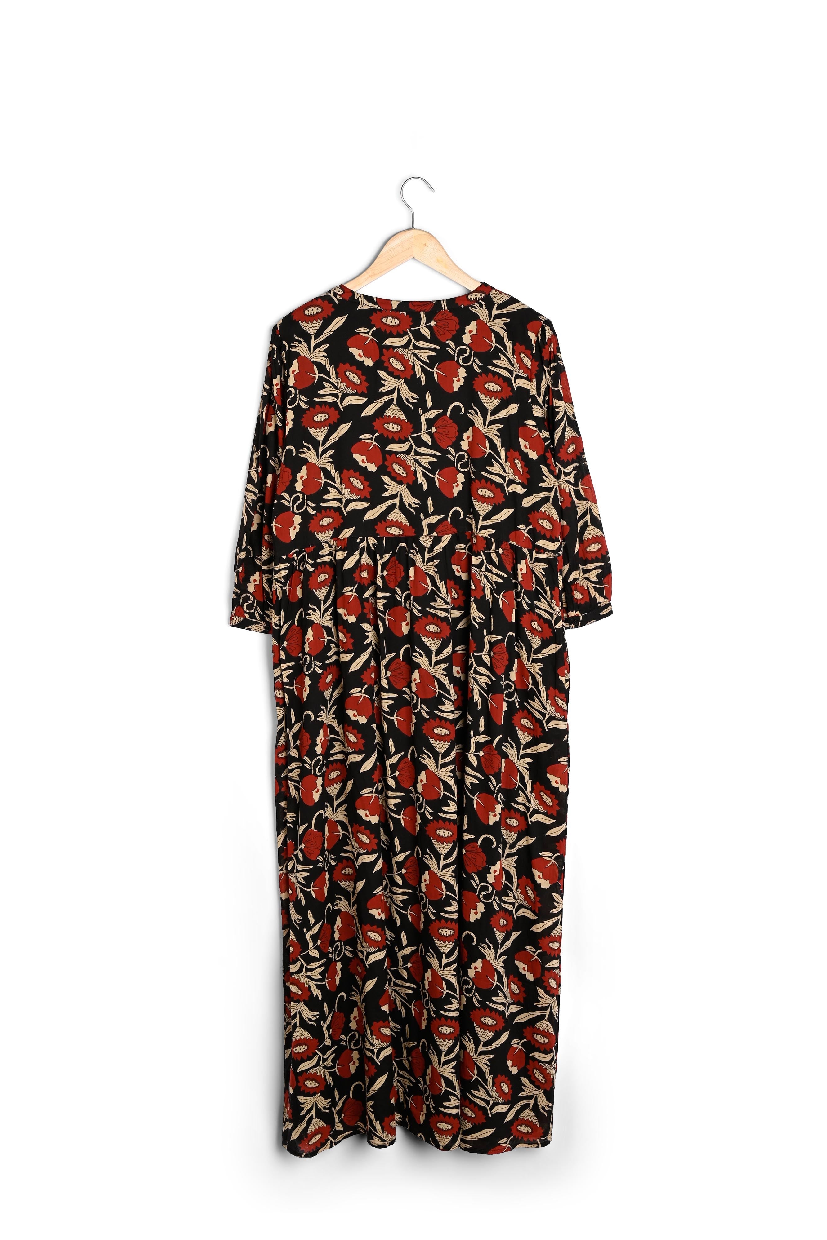 Robe longue en coton imprimé noir Nabila Faume - seconde main