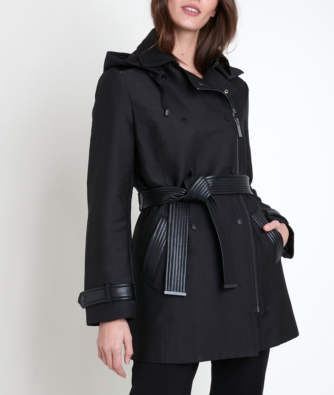 Trench empiècement faux cuir Sakura Faume - seconde main