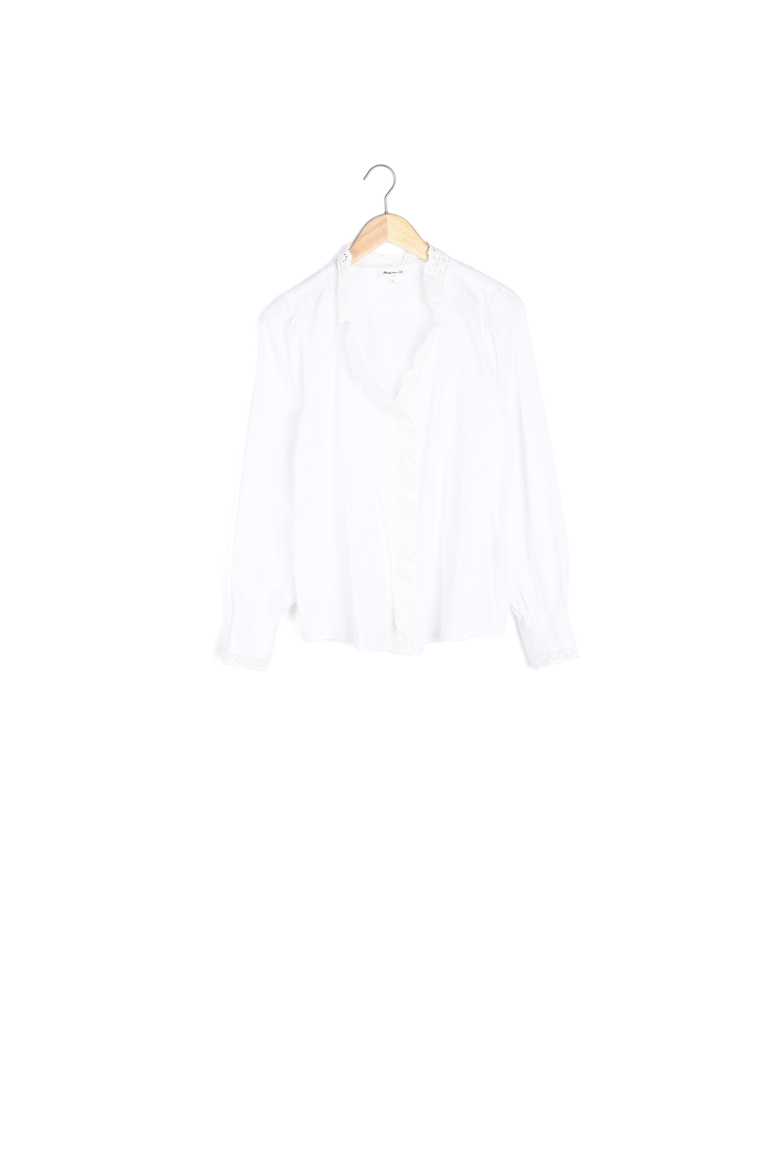 Chemise romantique en coton blanc et broderies Adelaide Faume - seconde main