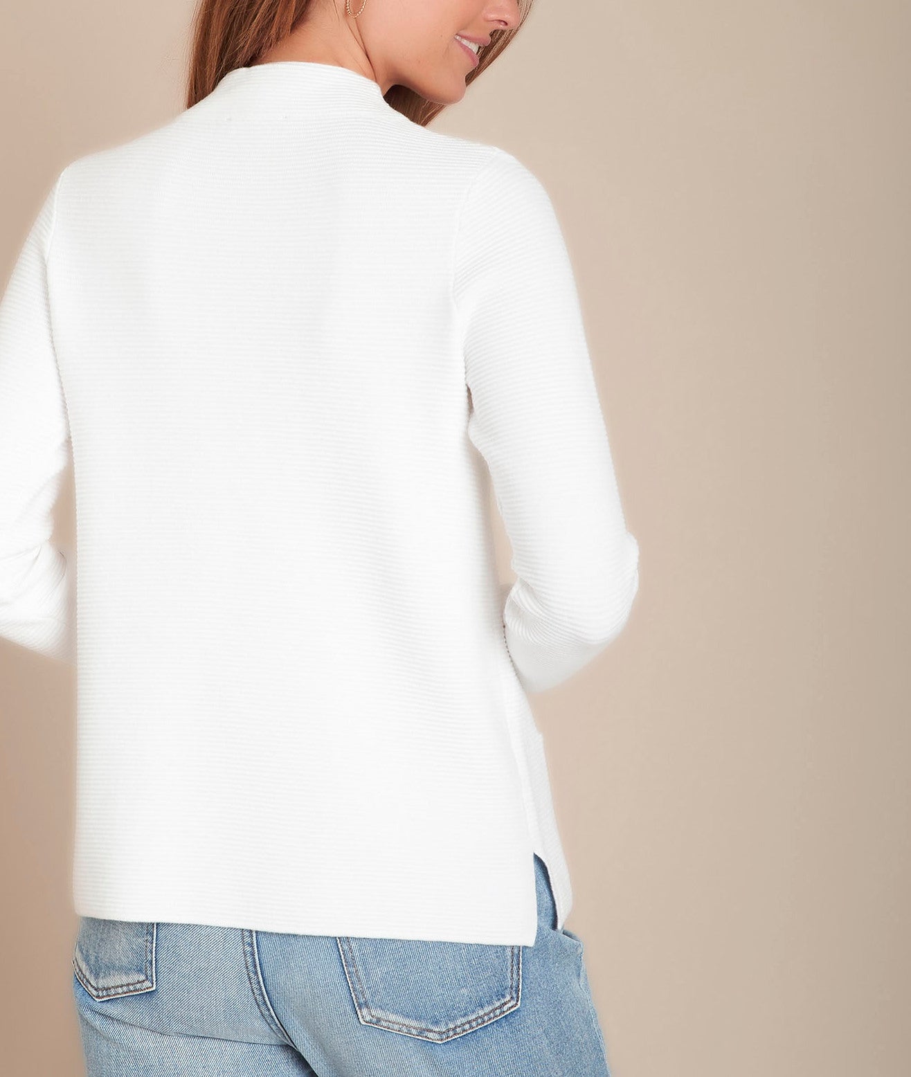 Pull blanc ottoman col montant Flower Faume - seconde main