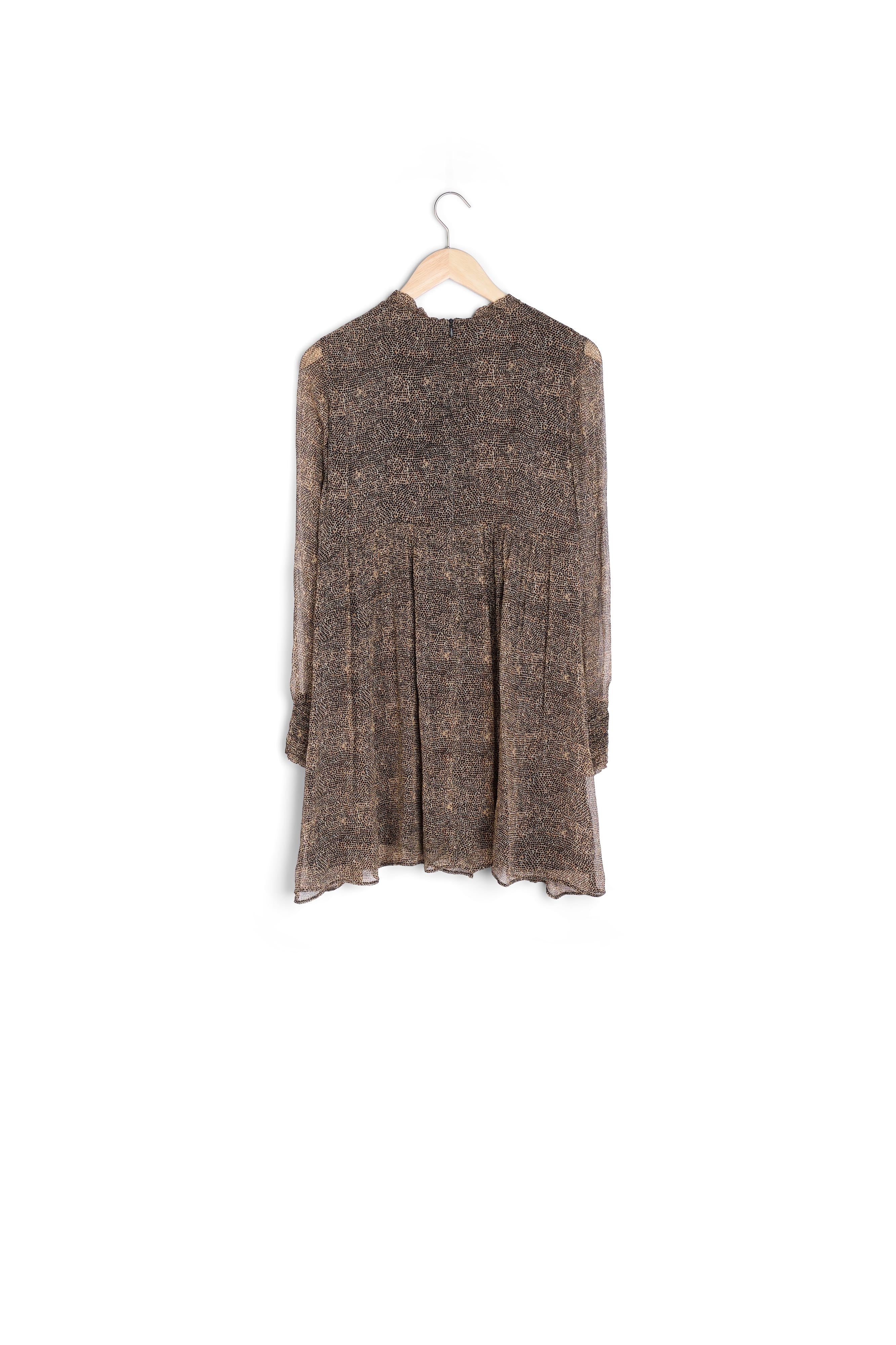 Robe courte fluide imprimée camel Shannel Faume - seconde main