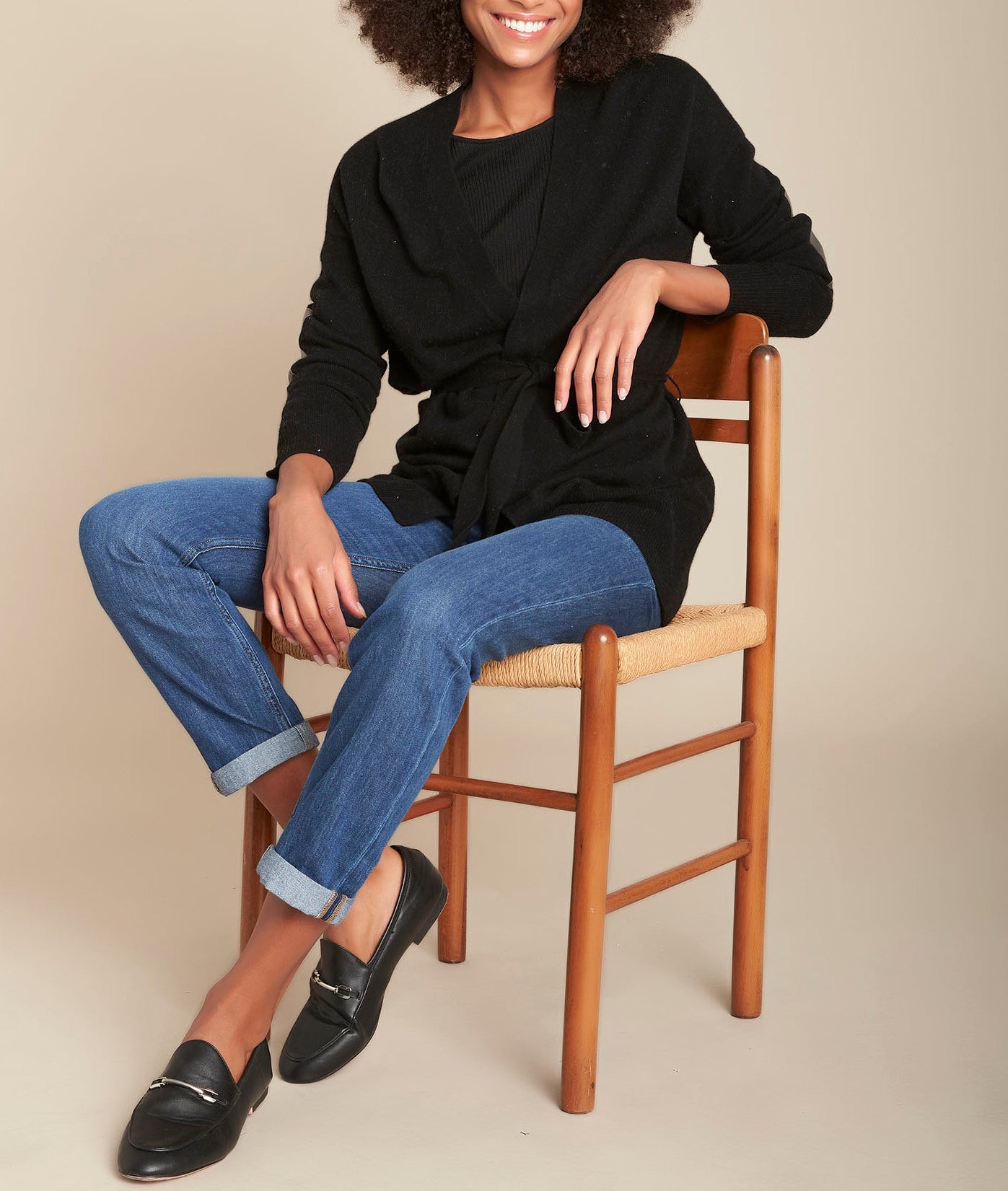 Gilet en cachemire ceinturé noir Fougere Faume - seconde main