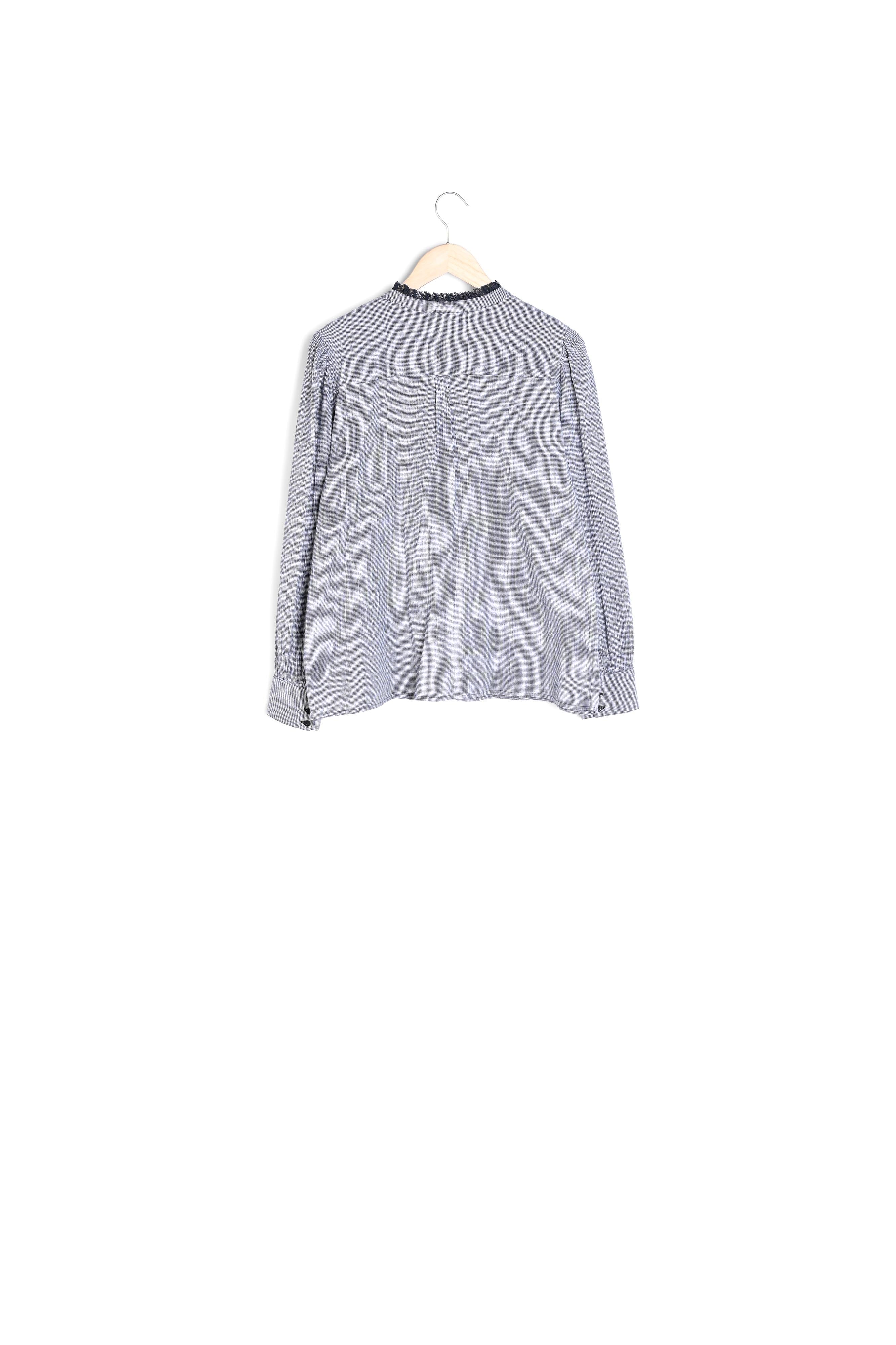 Blouse en coton et détails dentelle noire et grise Alex Faume - seconde main