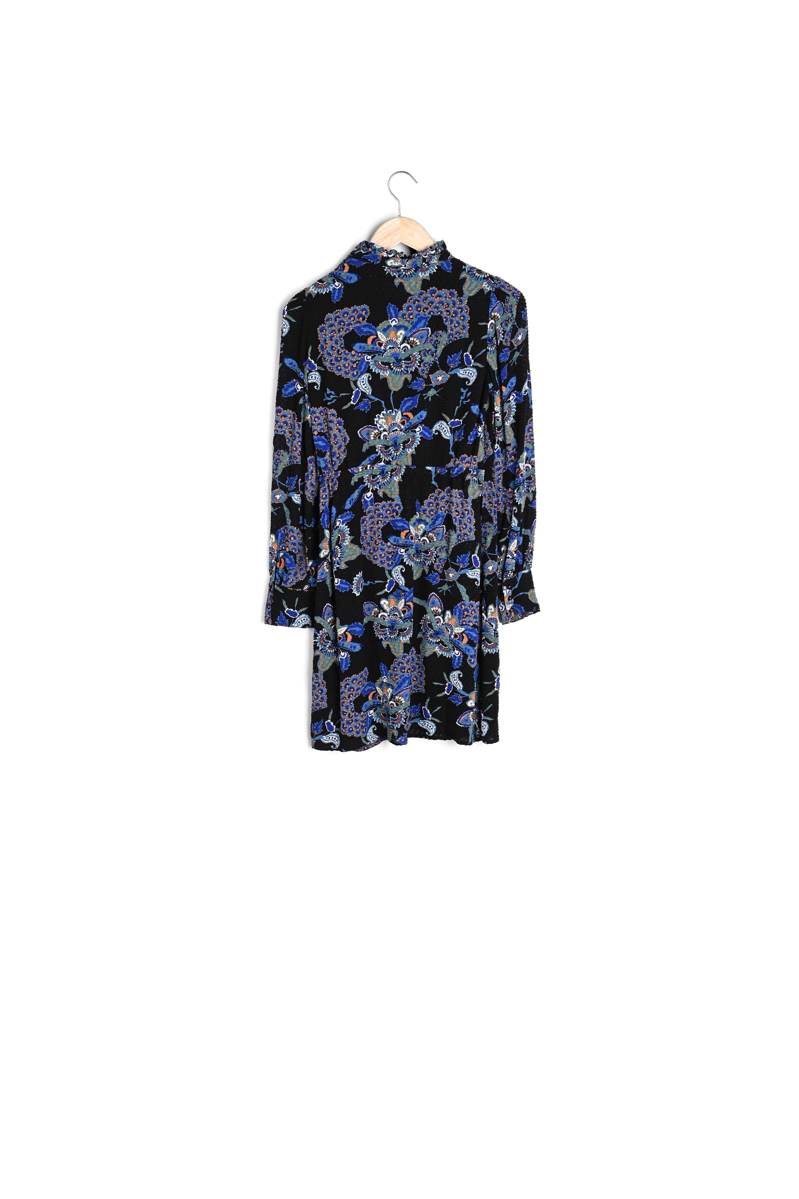 Robe courte imprimée bleue et noire Sixteen Faume - seconde main