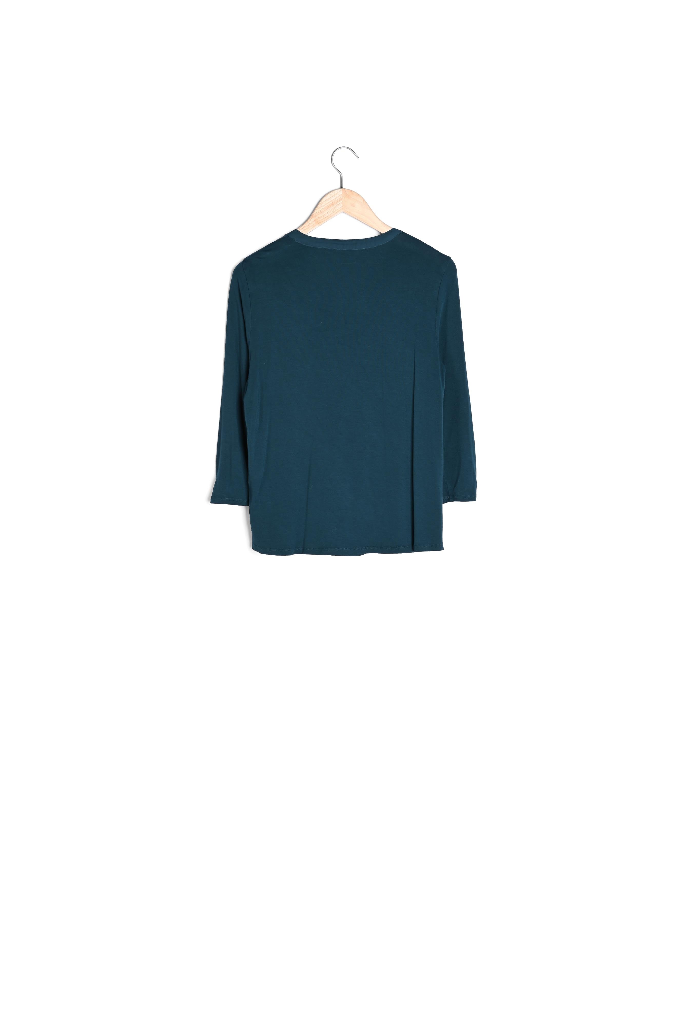 Blouse bimatière col tunisien cyprès Genna Faume - seconde main