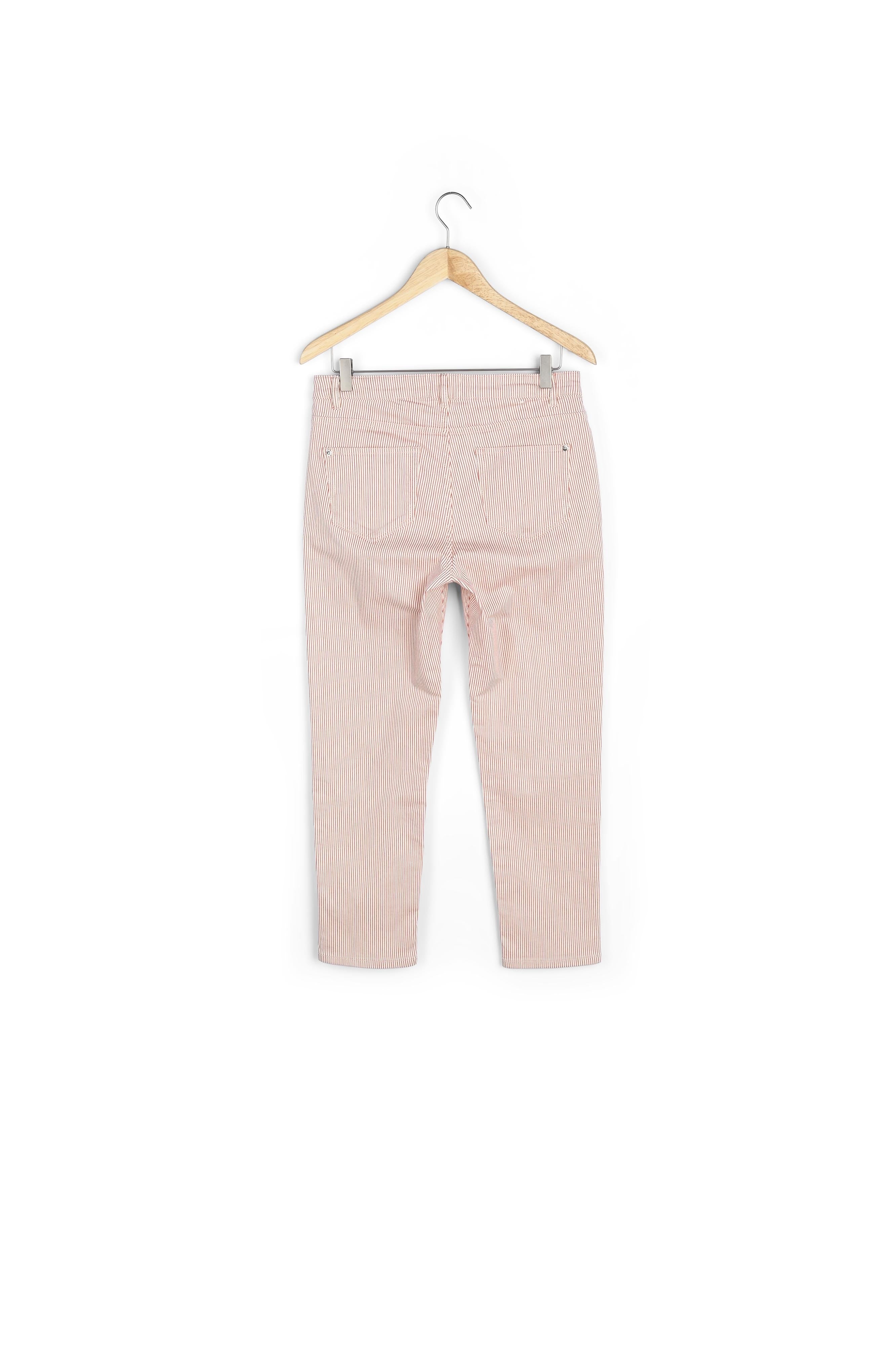 Pantalon slim en coton à rayures rouges Adele Faume - seconde main