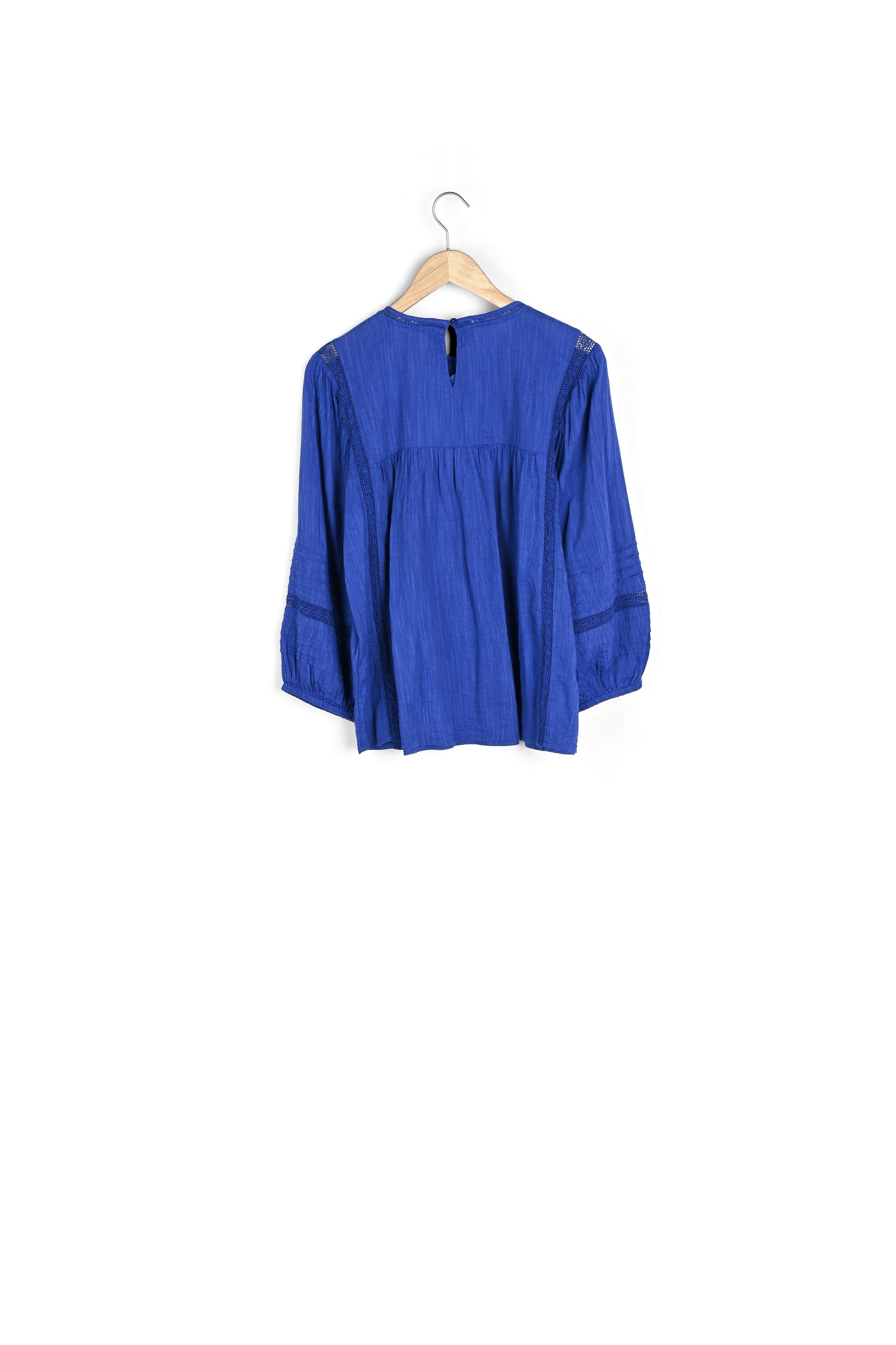 Blouse romantique bleu roi en coton CANDICE Faume - seconde main