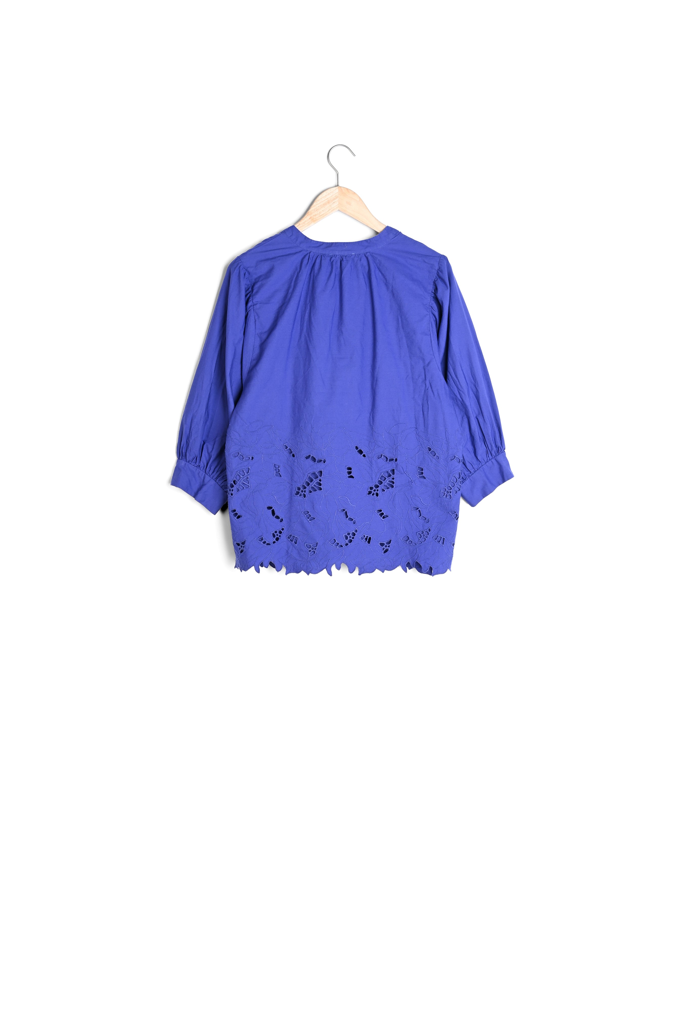 Blouse large en coton brodé myosotis Aaron Faume - seconde main