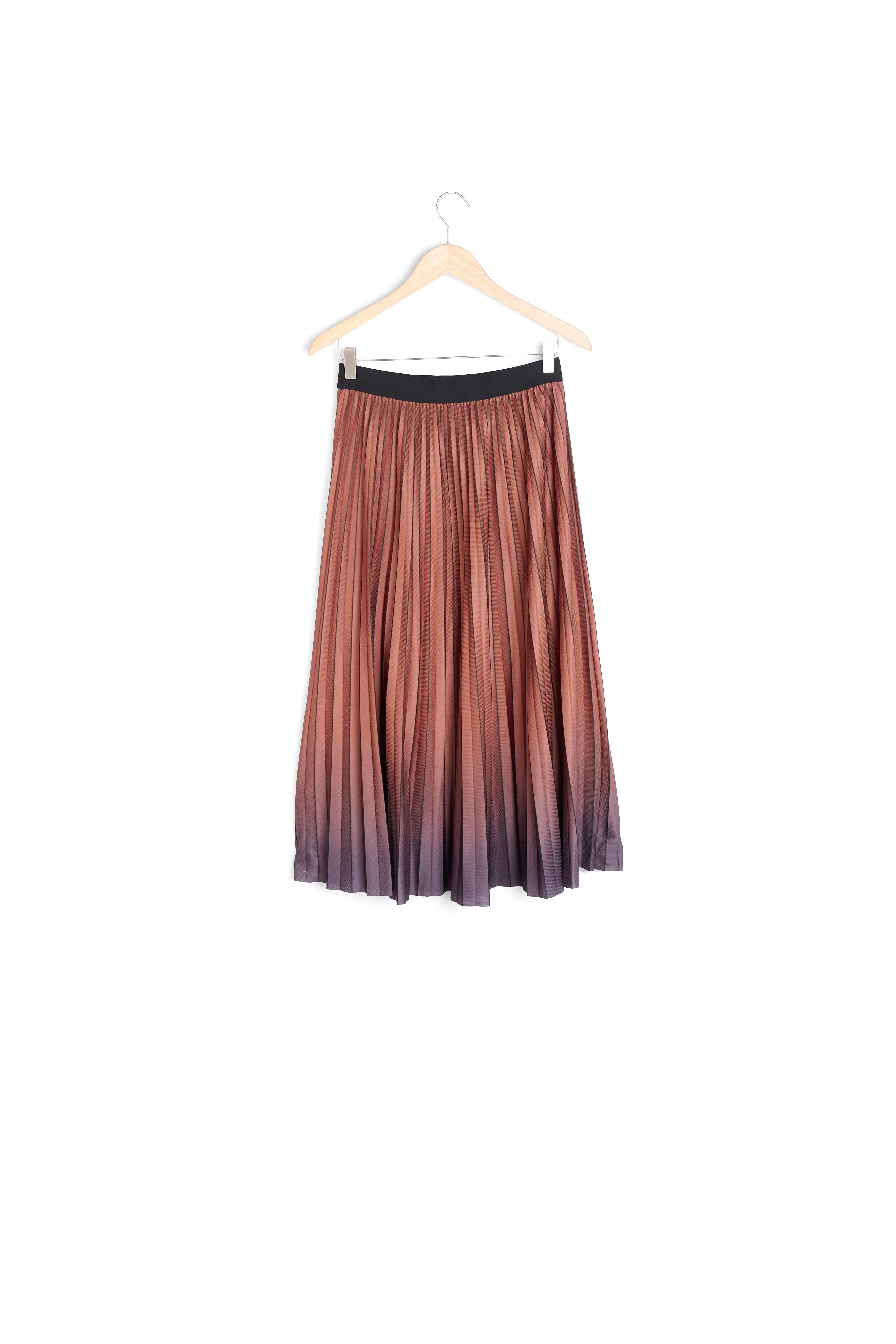 Jupe mi-longue plissée tie and dye caramel Elara Faume - seconde main