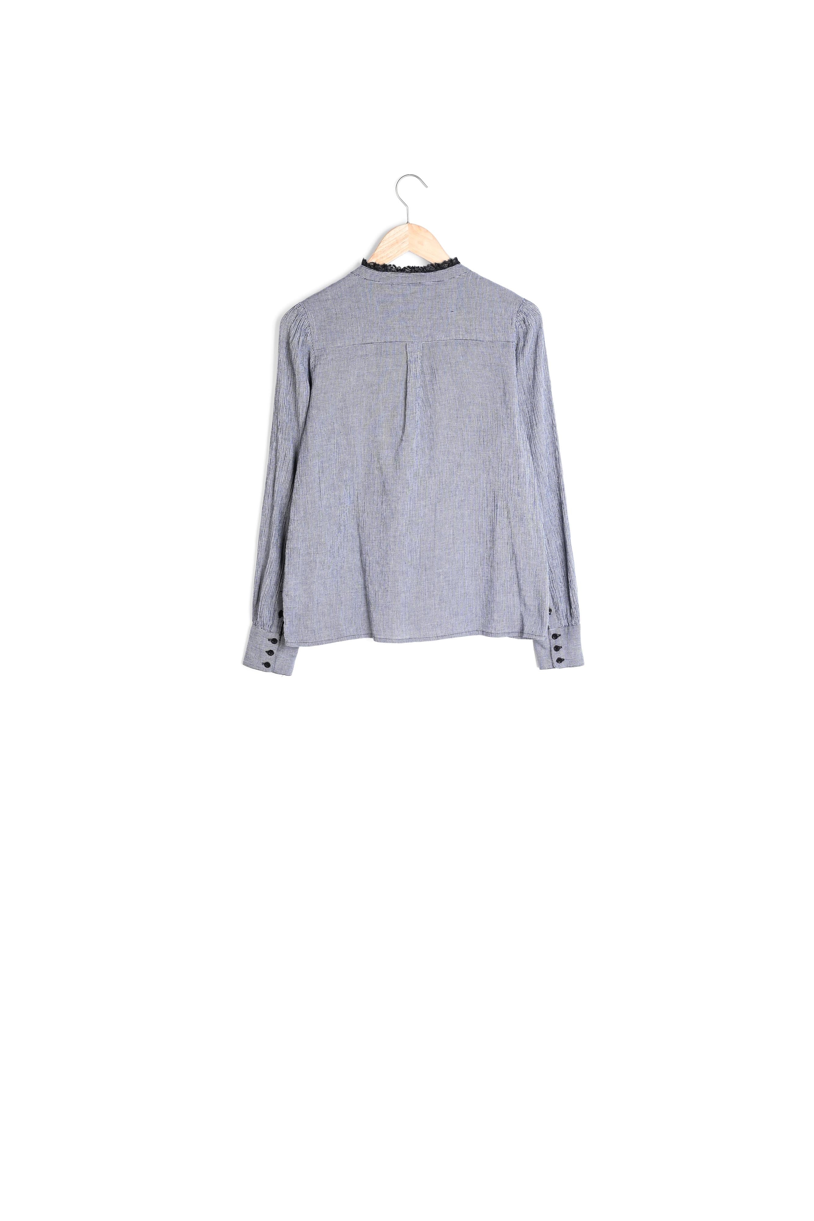 Blouse en coton et détails dentelle noire et grise Alex Faume - seconde main