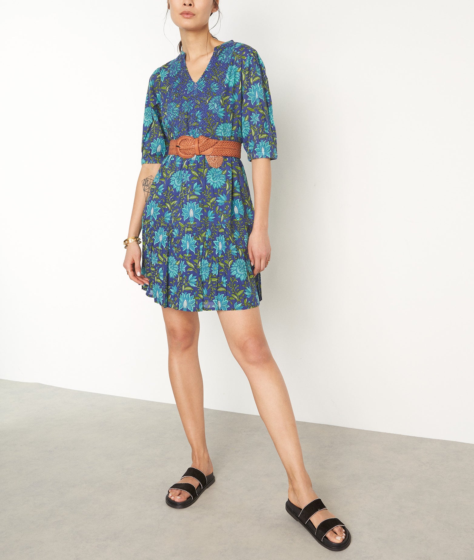 Robe courte imprimé denim brut Madeleine Faume - seconde main