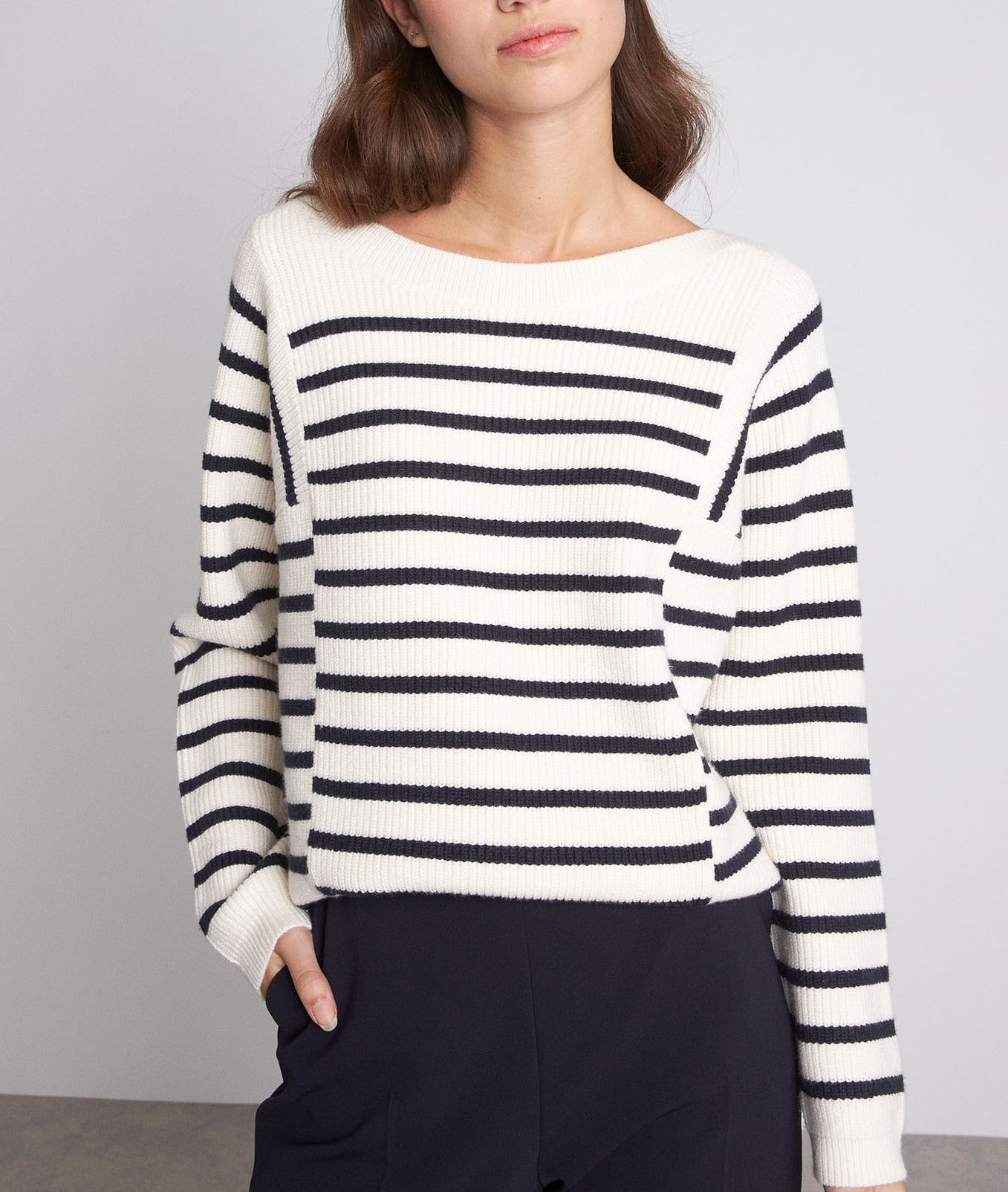 Marinière épaisse en viscose écrue et noire Paolo Faume - seconde main