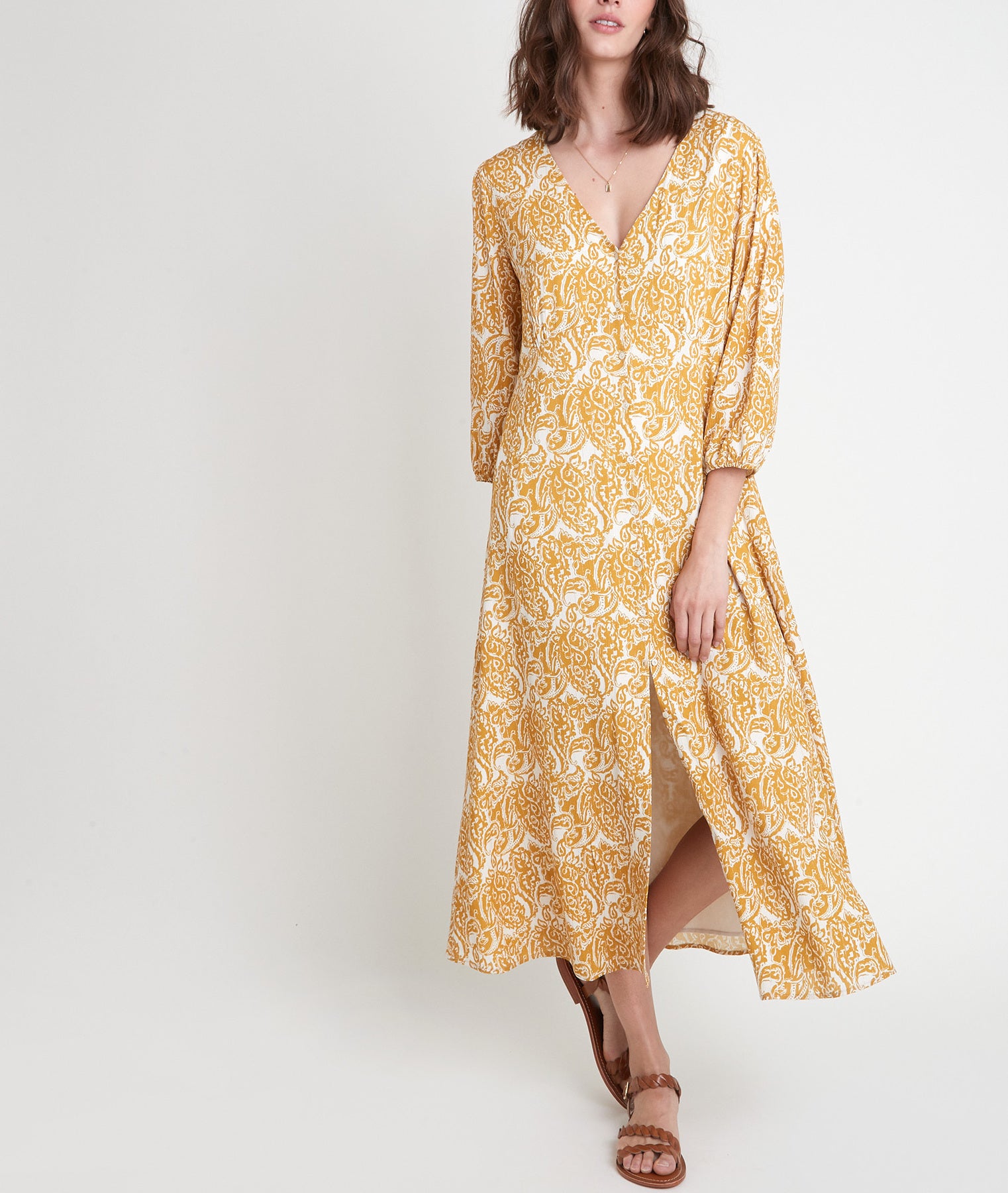 Robe chemise bohème jaune Laurie Faume - seconde main