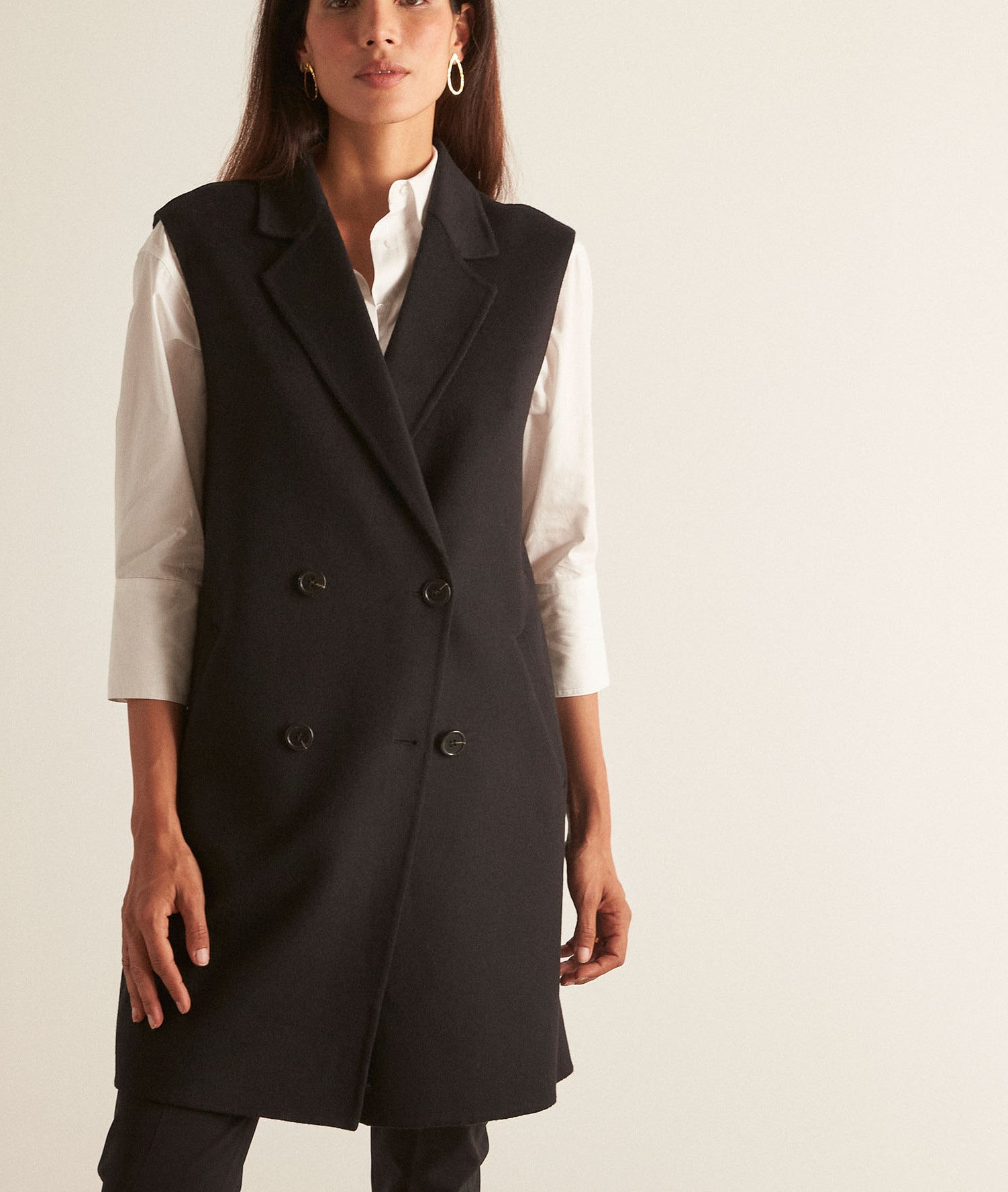 Veste de tailleur sans manches noire Maeva Faume - seconde main