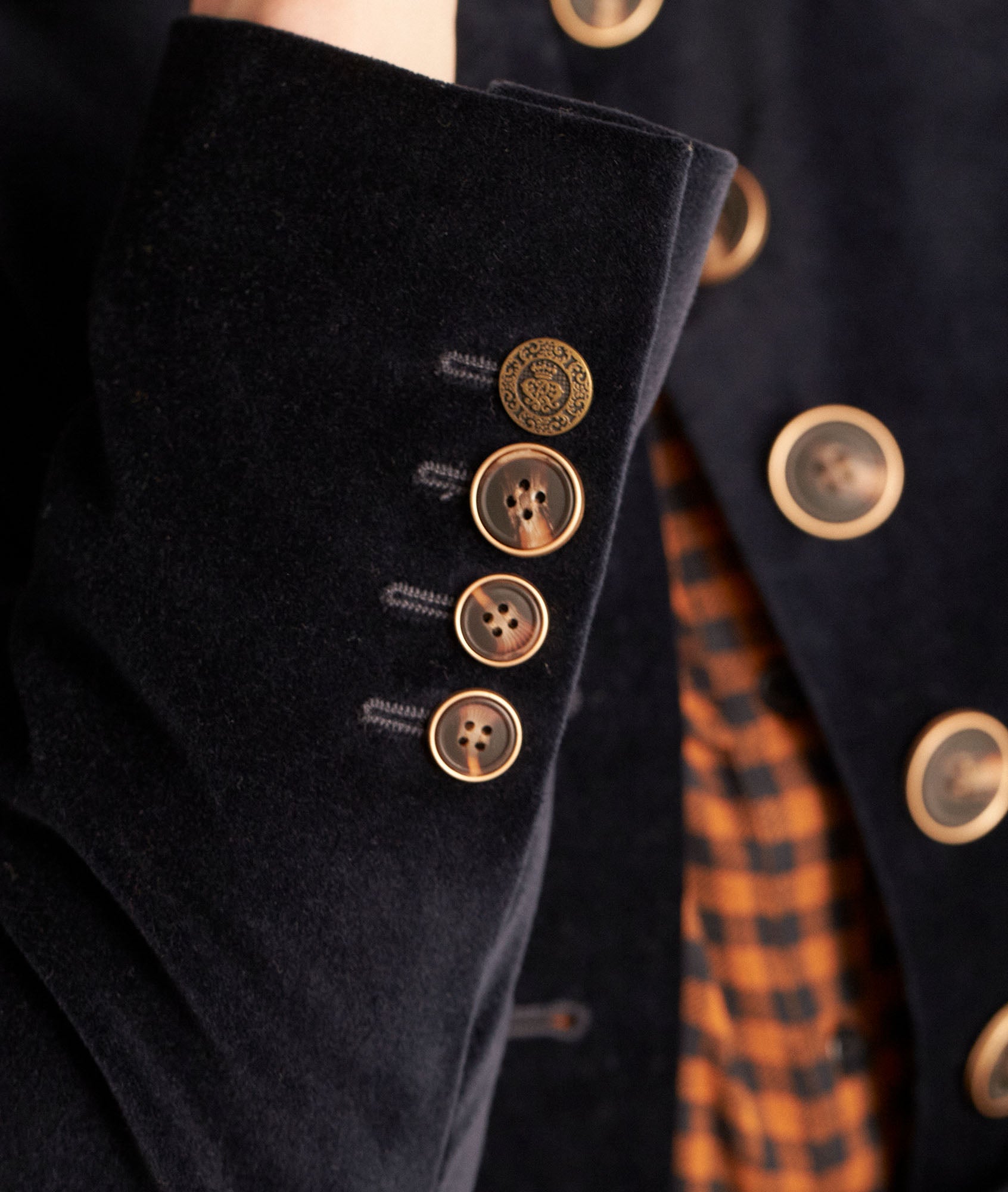 Veste courte en velours bleu marine Tang Faume - seconde main