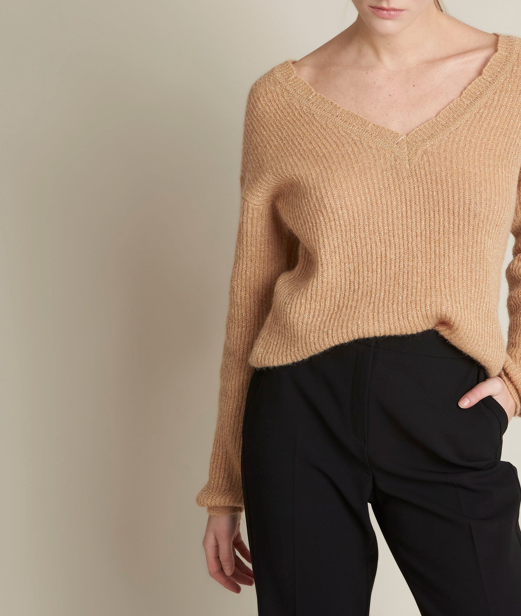 Pull havane en lurex Flambeur Faume - seconde main