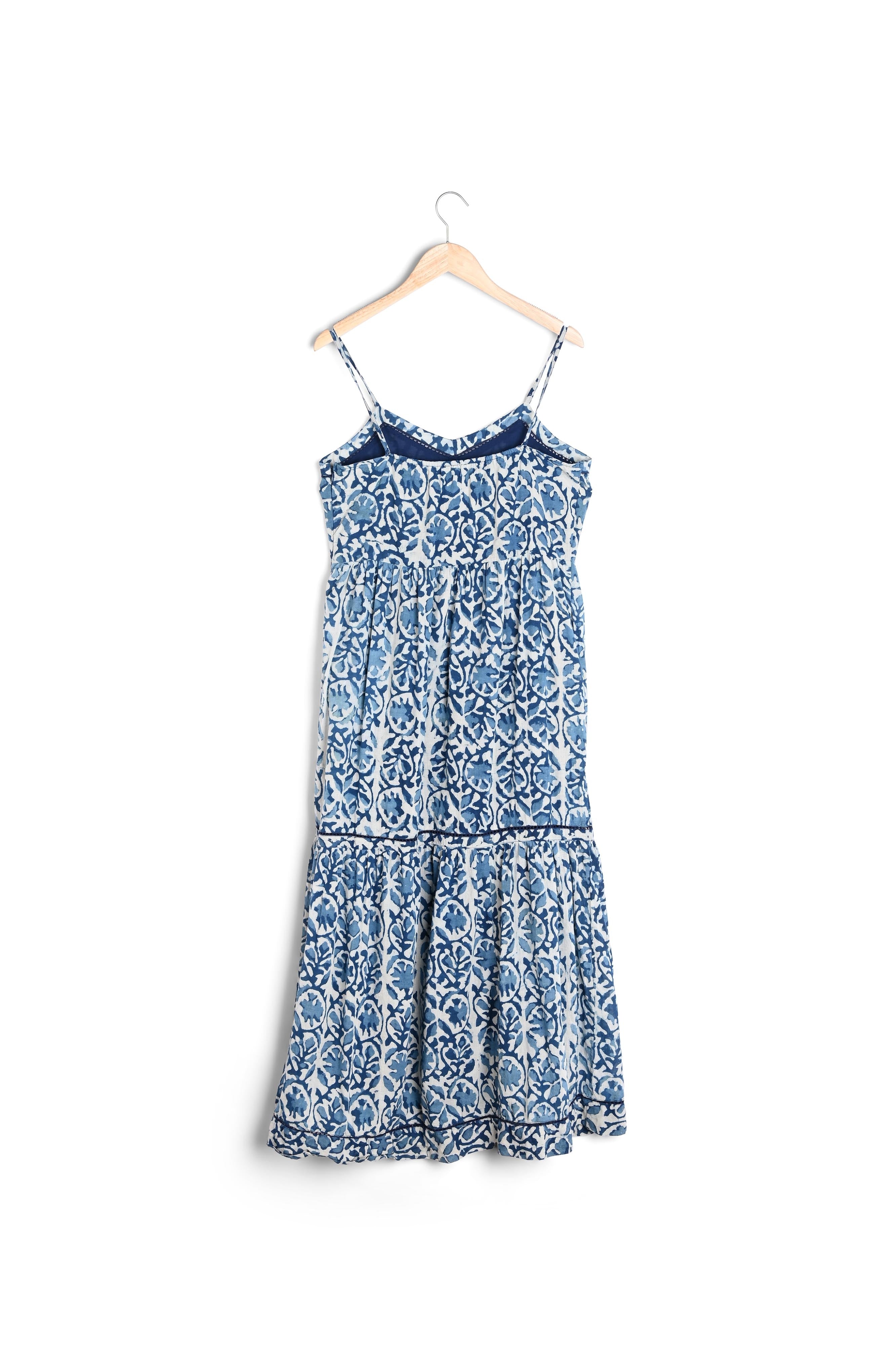 Robe longue à bretelles fines imprimée bleue Safia Faume - seconde main