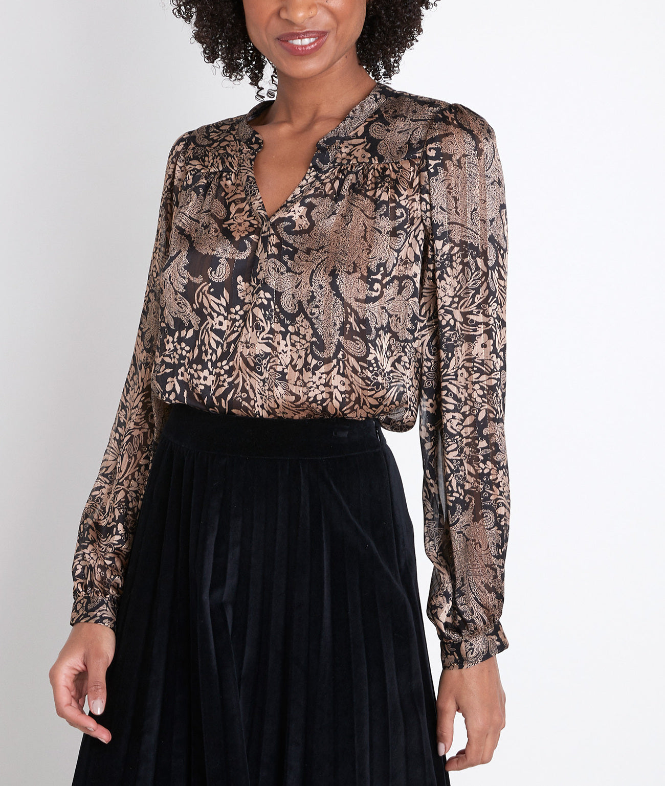 Blouse imprimée dorée Elsa Faume - seconde main