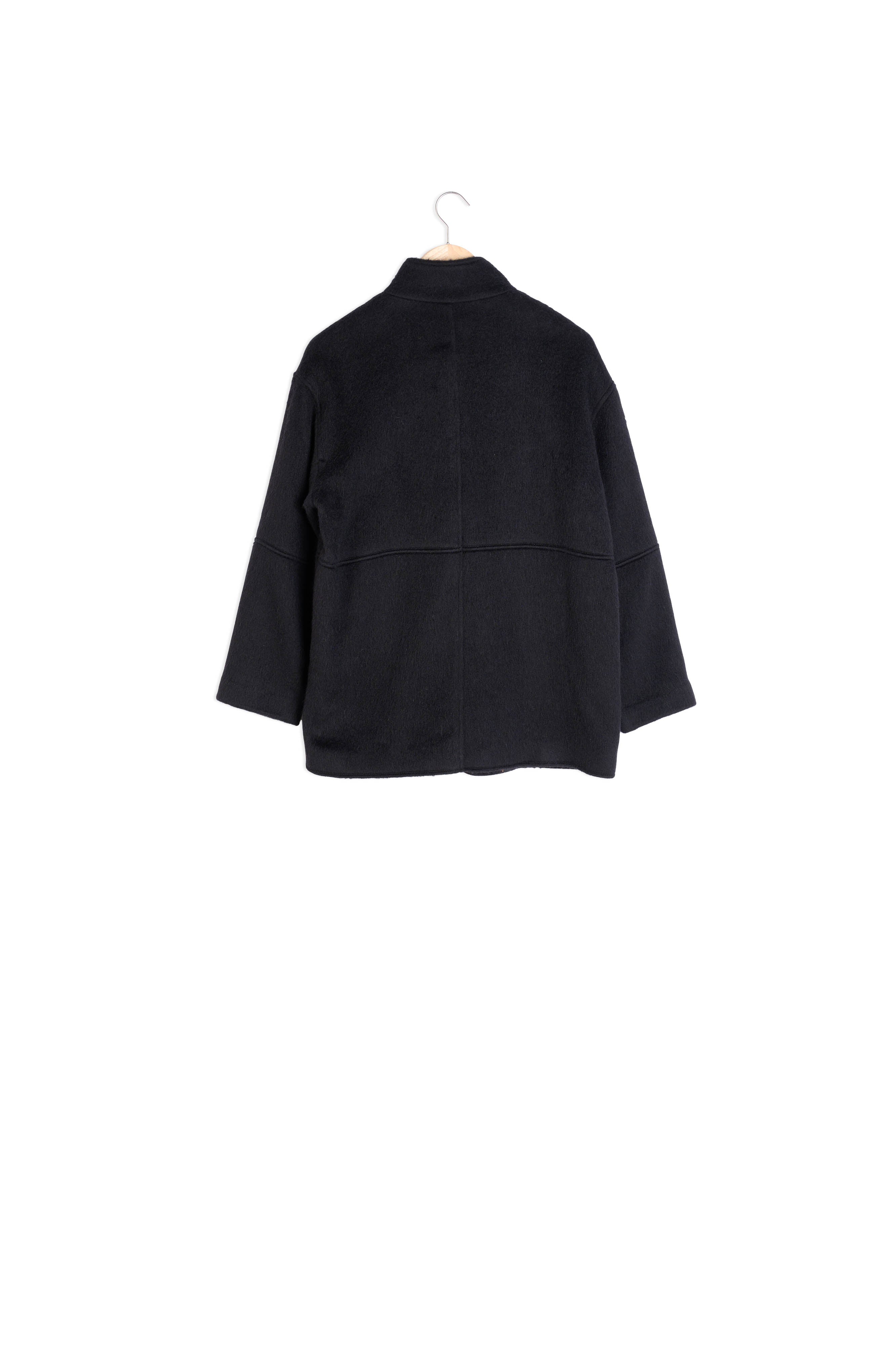 Manteau droit en laine et mohair noir Lamia Faume - seconde main