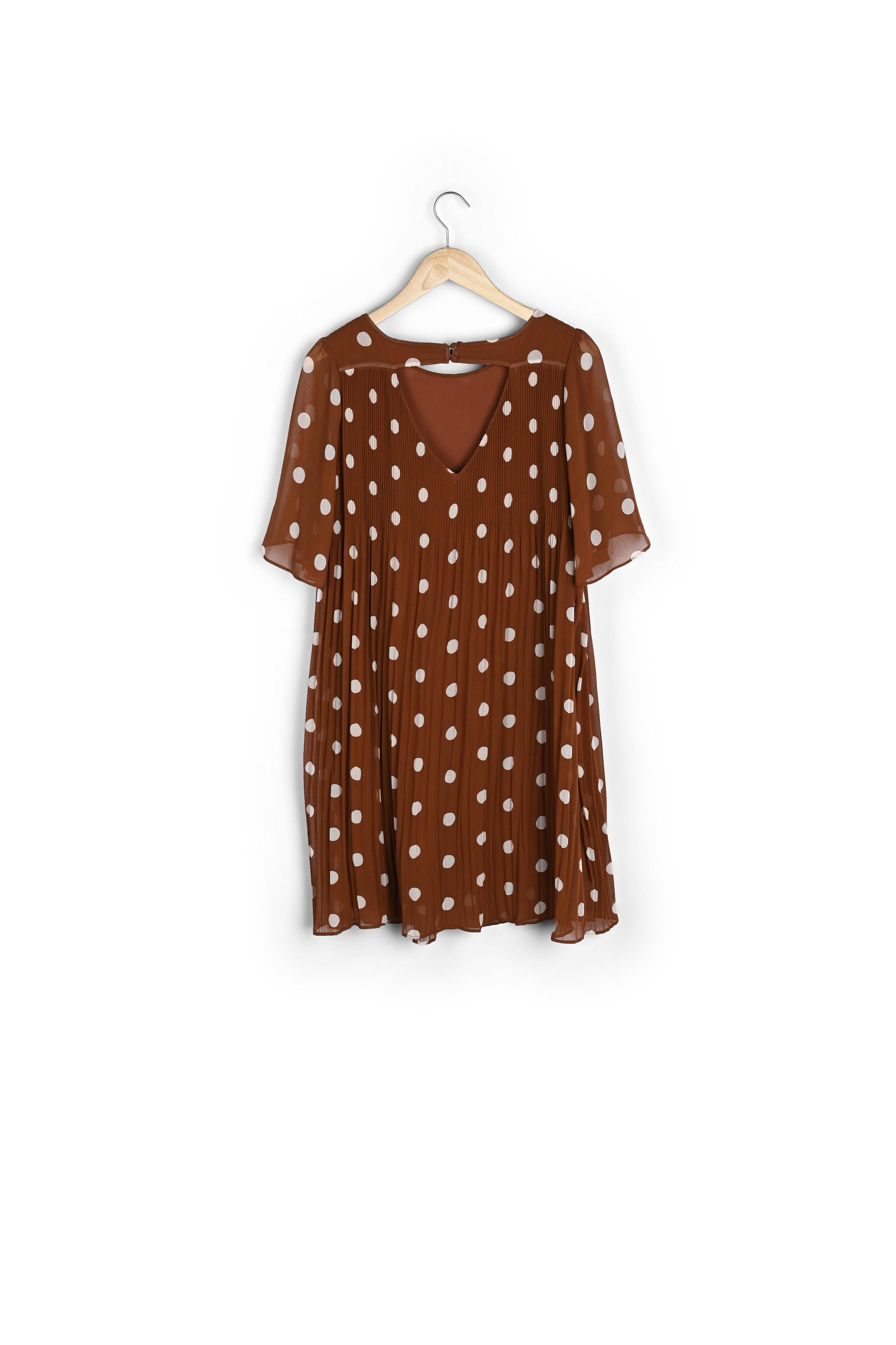Robe plissée à pois caramel Coralia Faume - seconde main
