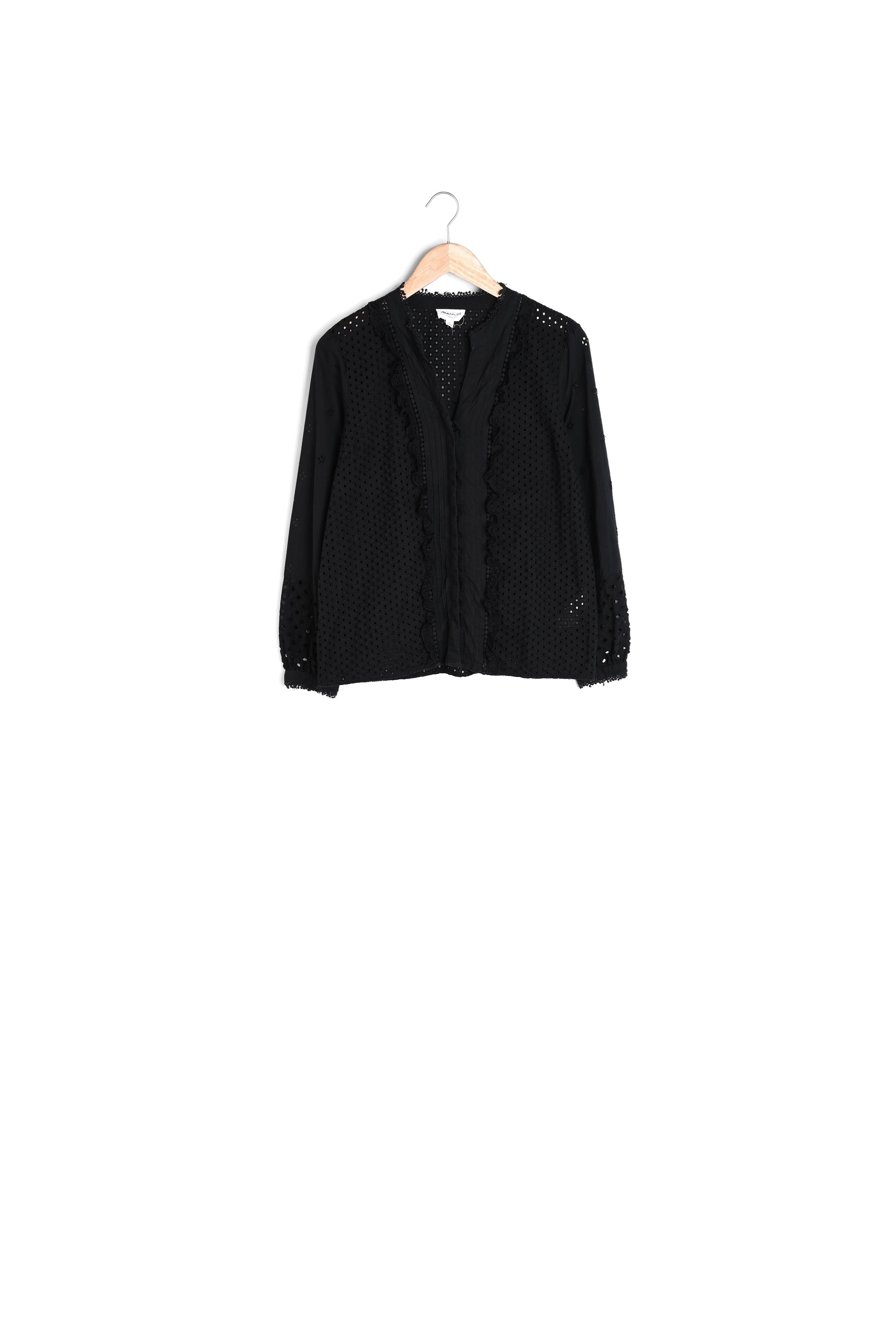 Blouse noire brodée en coton Tessali Faume - seconde main