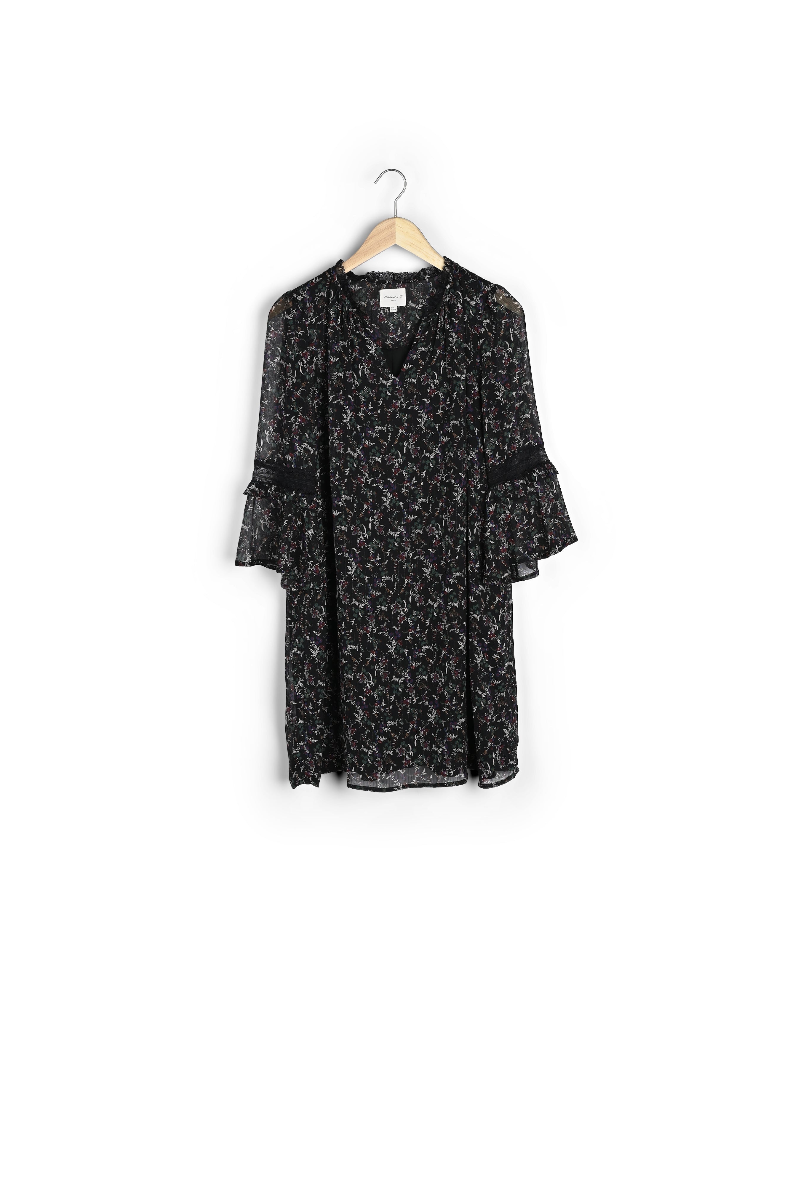 Robe noire imprimé fleuri Inka Faume - seconde main