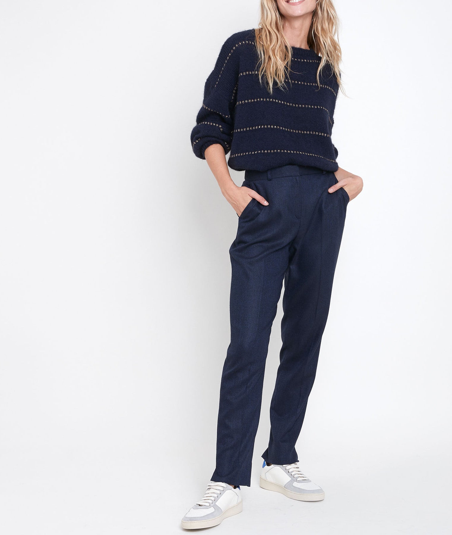 Pantalon cigarette à chevrons Magnus Faume - seconde main