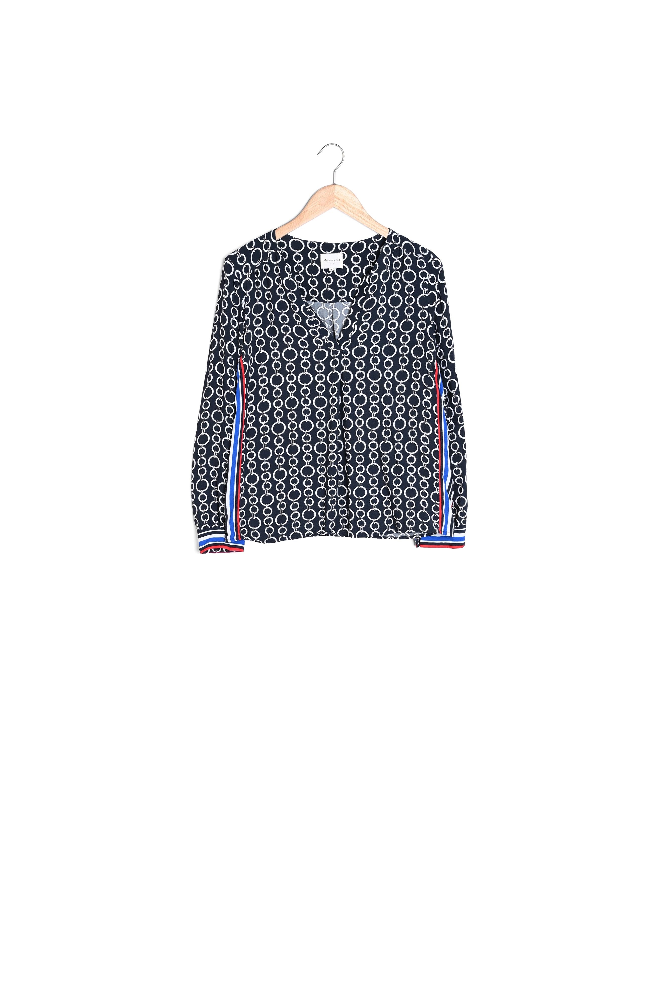 Blouse marine imprimé chaine Marin Faume - seconde main