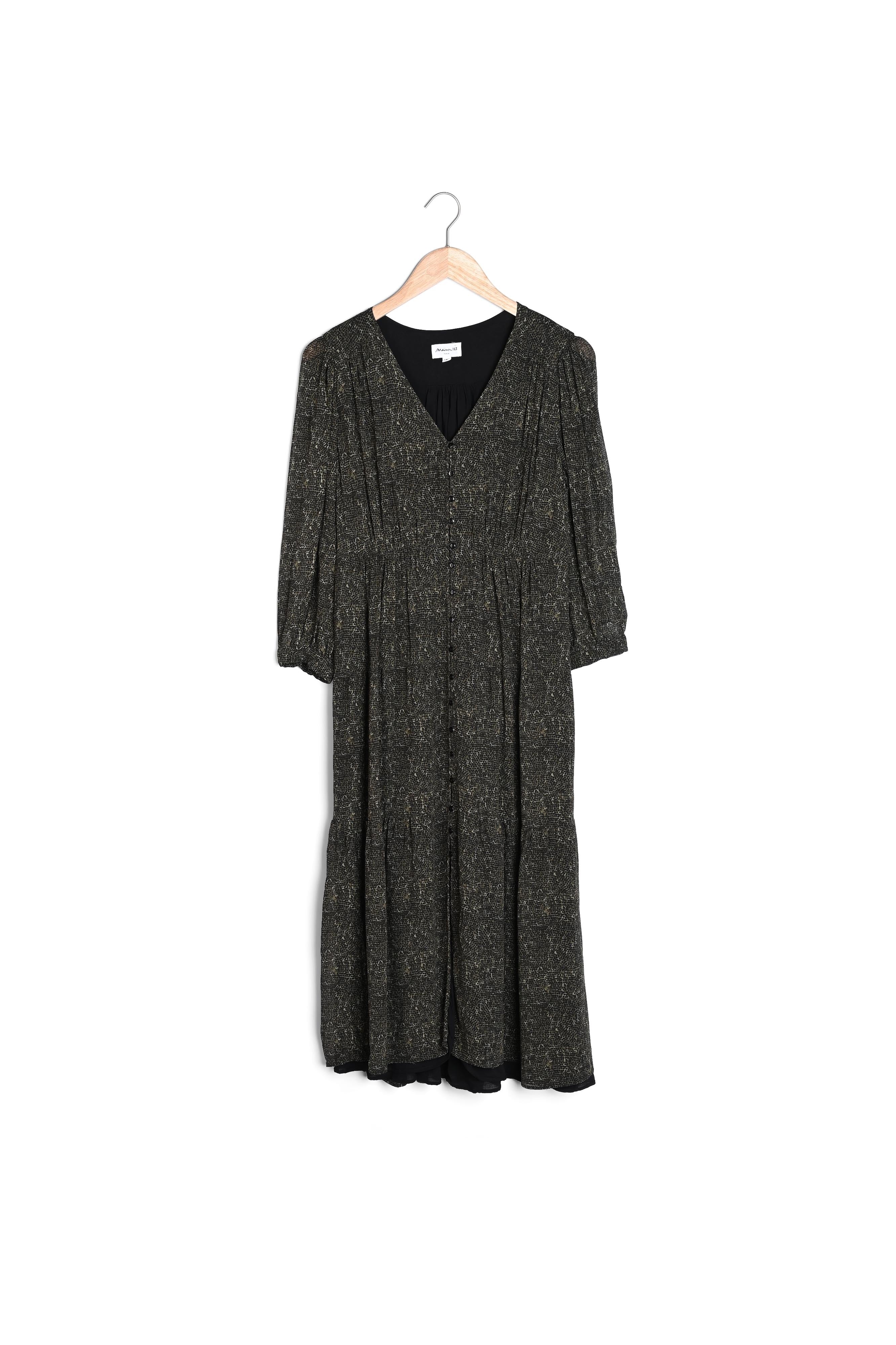 Robe longue imprimée kaki Souad Faume - seconde main