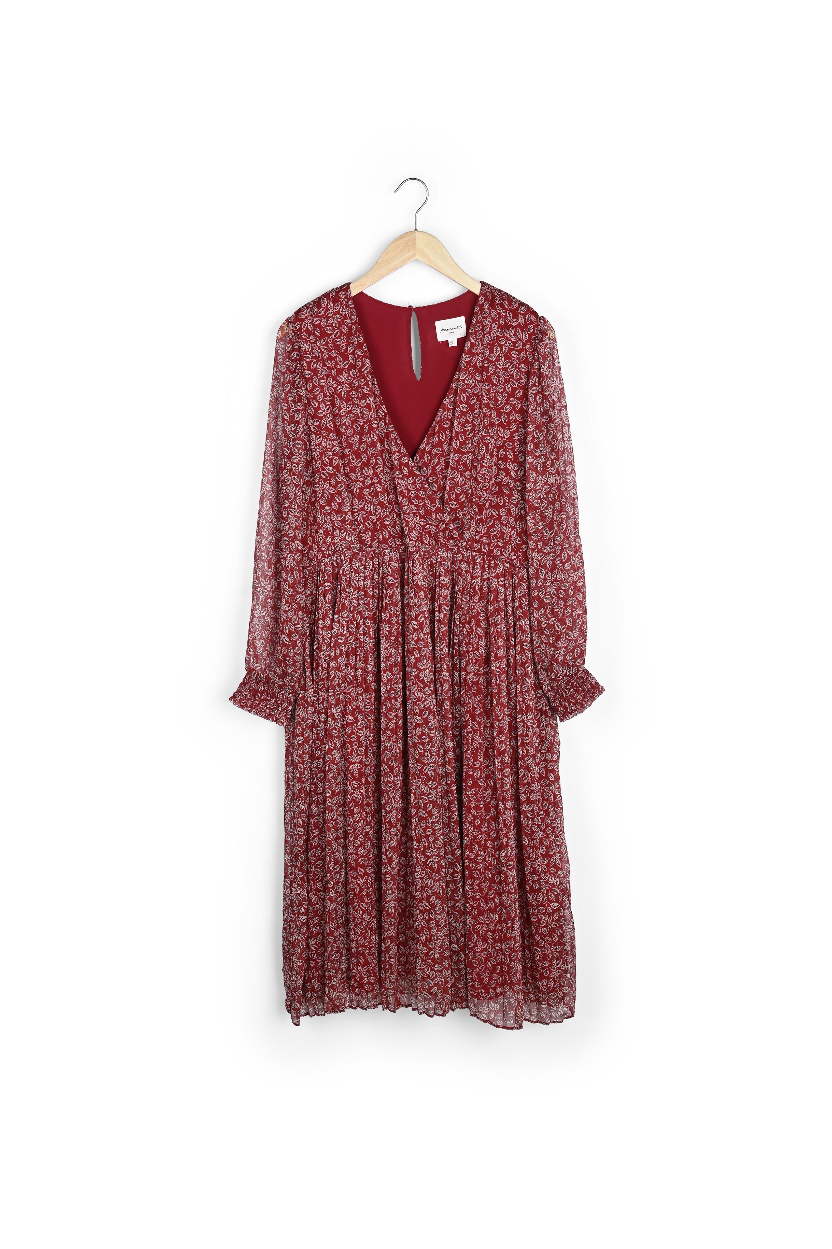Robe rouge plissée imprimé fleuri Caresse Faume - seconde main