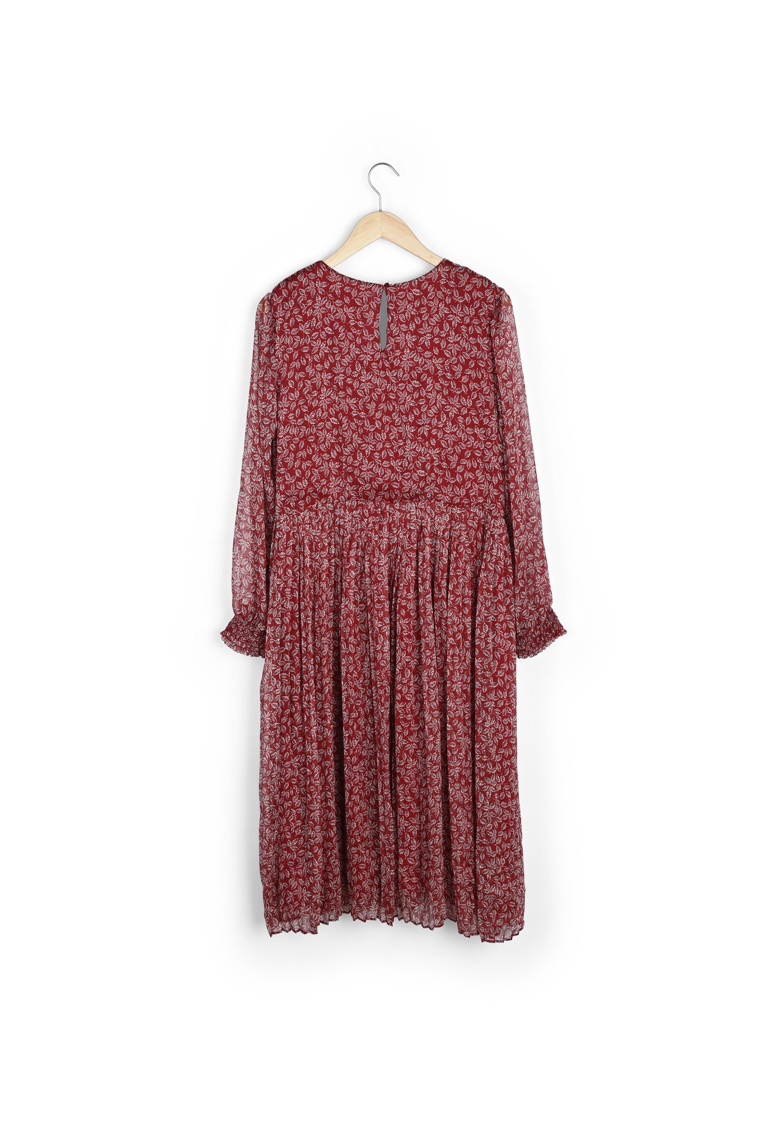 Robe rouge plissée imprimé fleuri Caresse Faume - seconde main