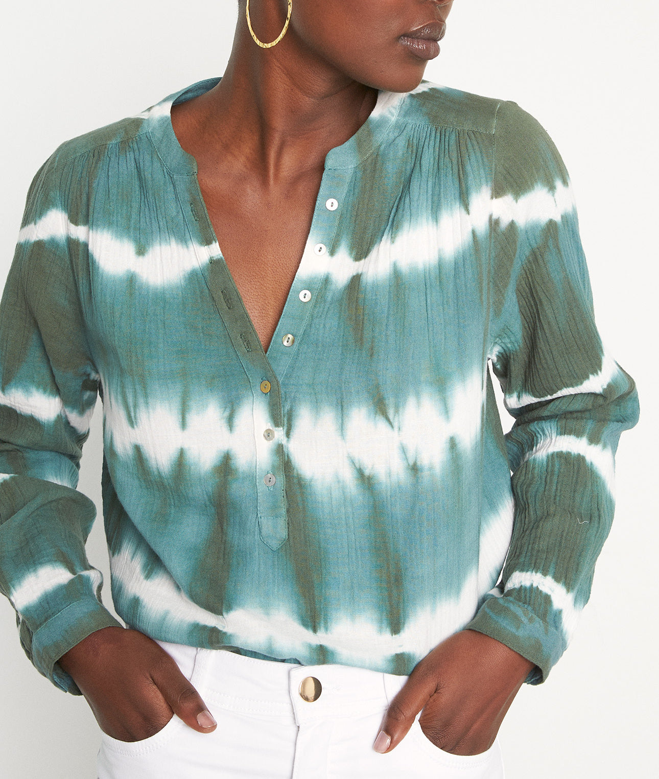 Blouse imprimée en coton tie and dye poudre Laeti Faume - seconde main