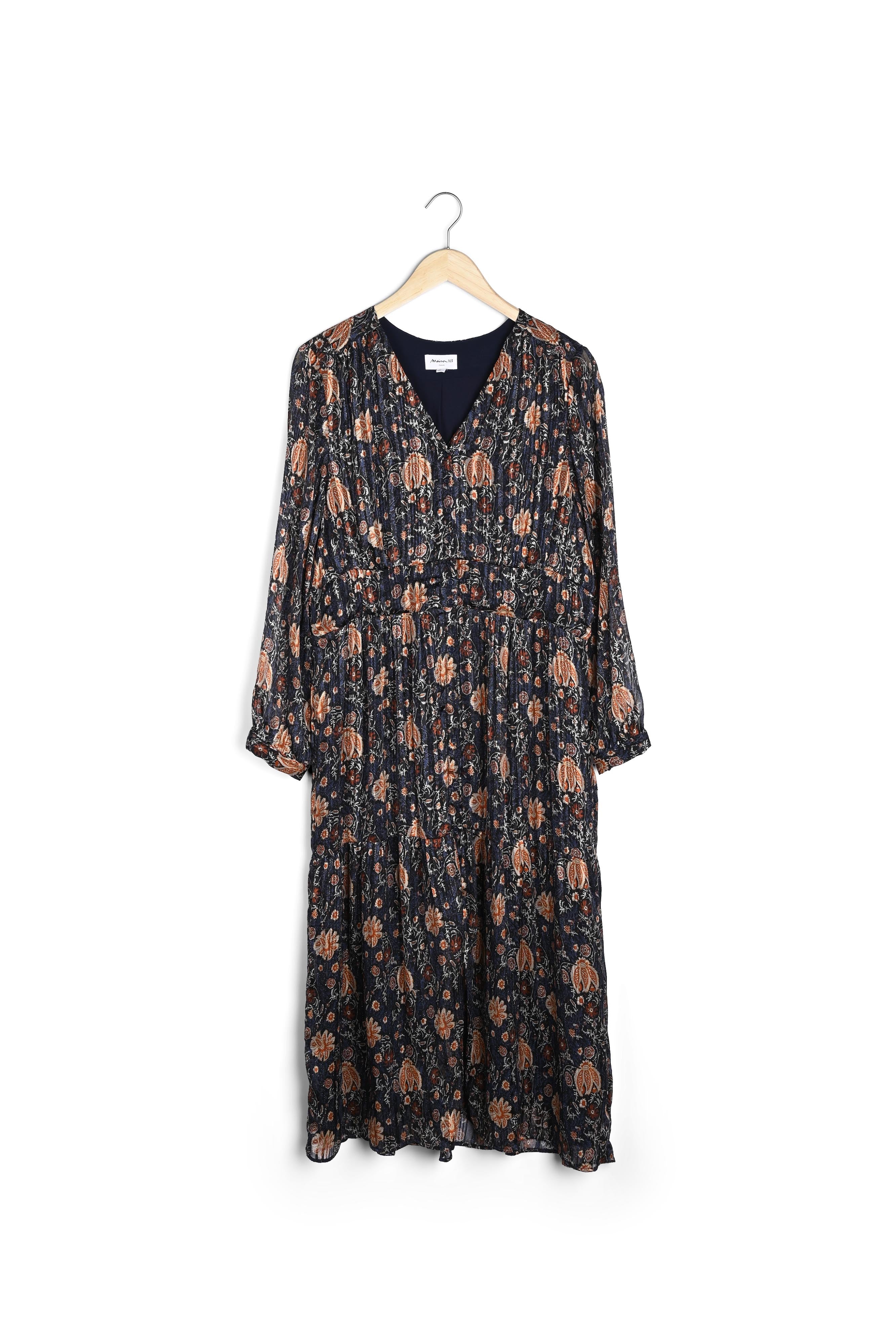 Robe longue fluide imprimé marine Nais Faume - seconde main