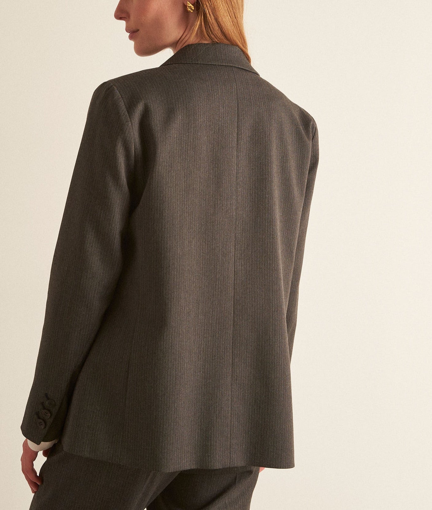 Veste de tailleur finement rayée grise Frimousse Faume - seconde main