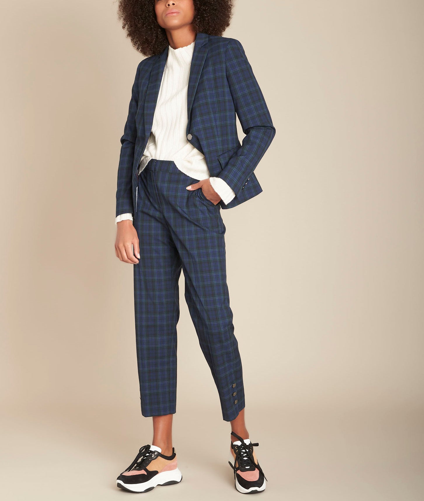 Pull écru côtelé col montant Finesse Faume - seconde main