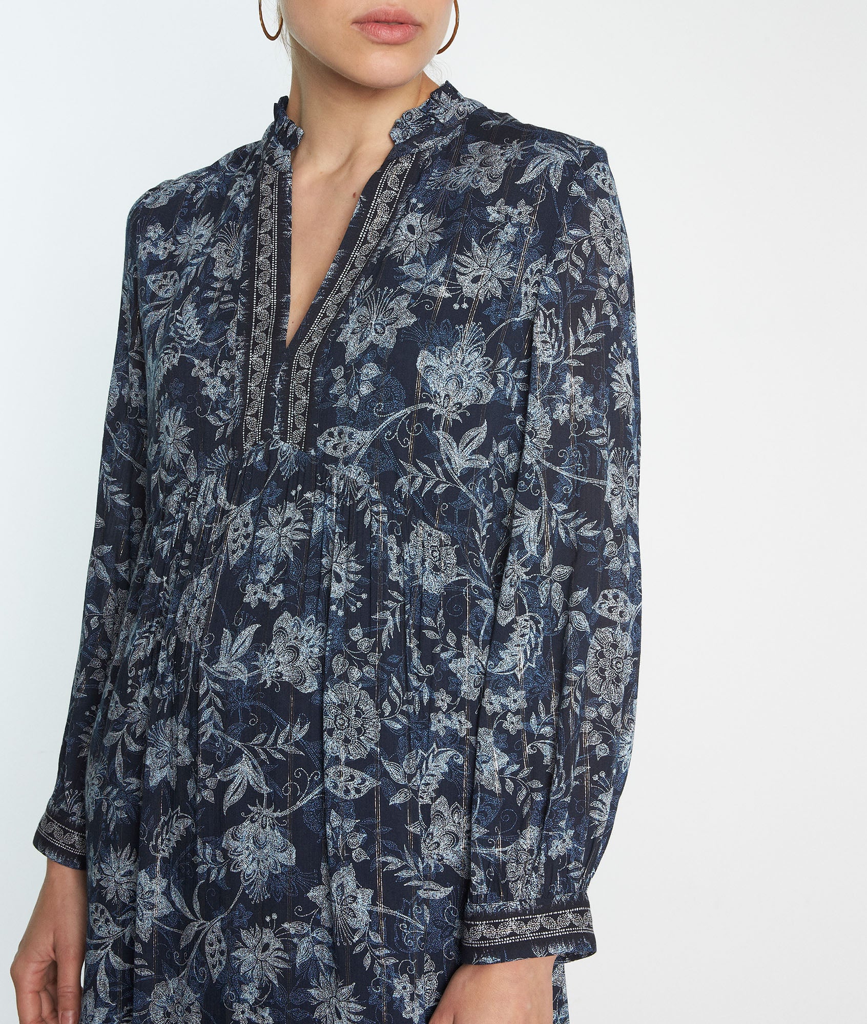 Robe courte imprimée bleu marine Lais Faume - seconde main