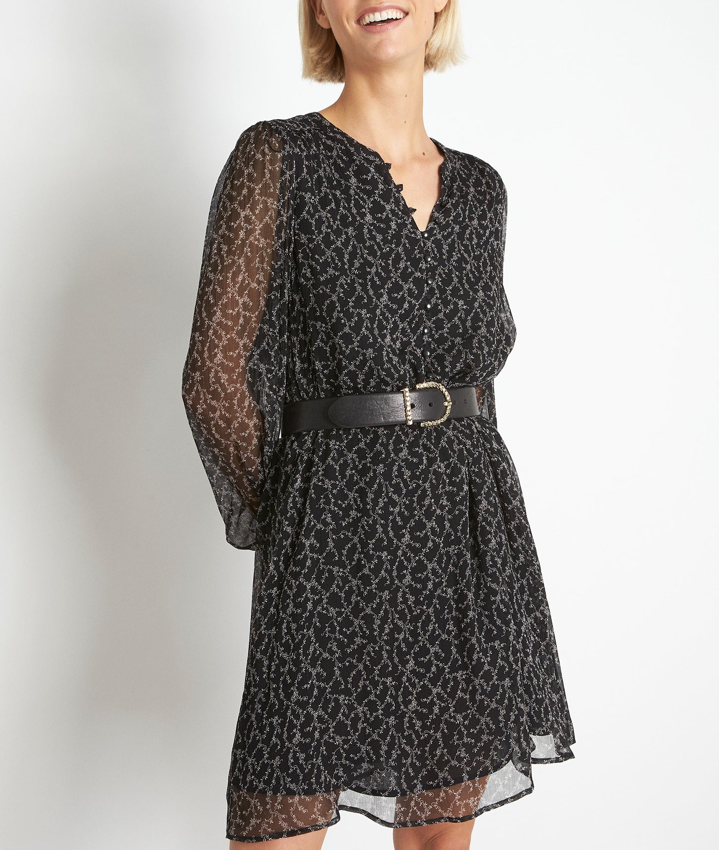 Robe courte imprimée noir et blanc Sam Faume - seconde main