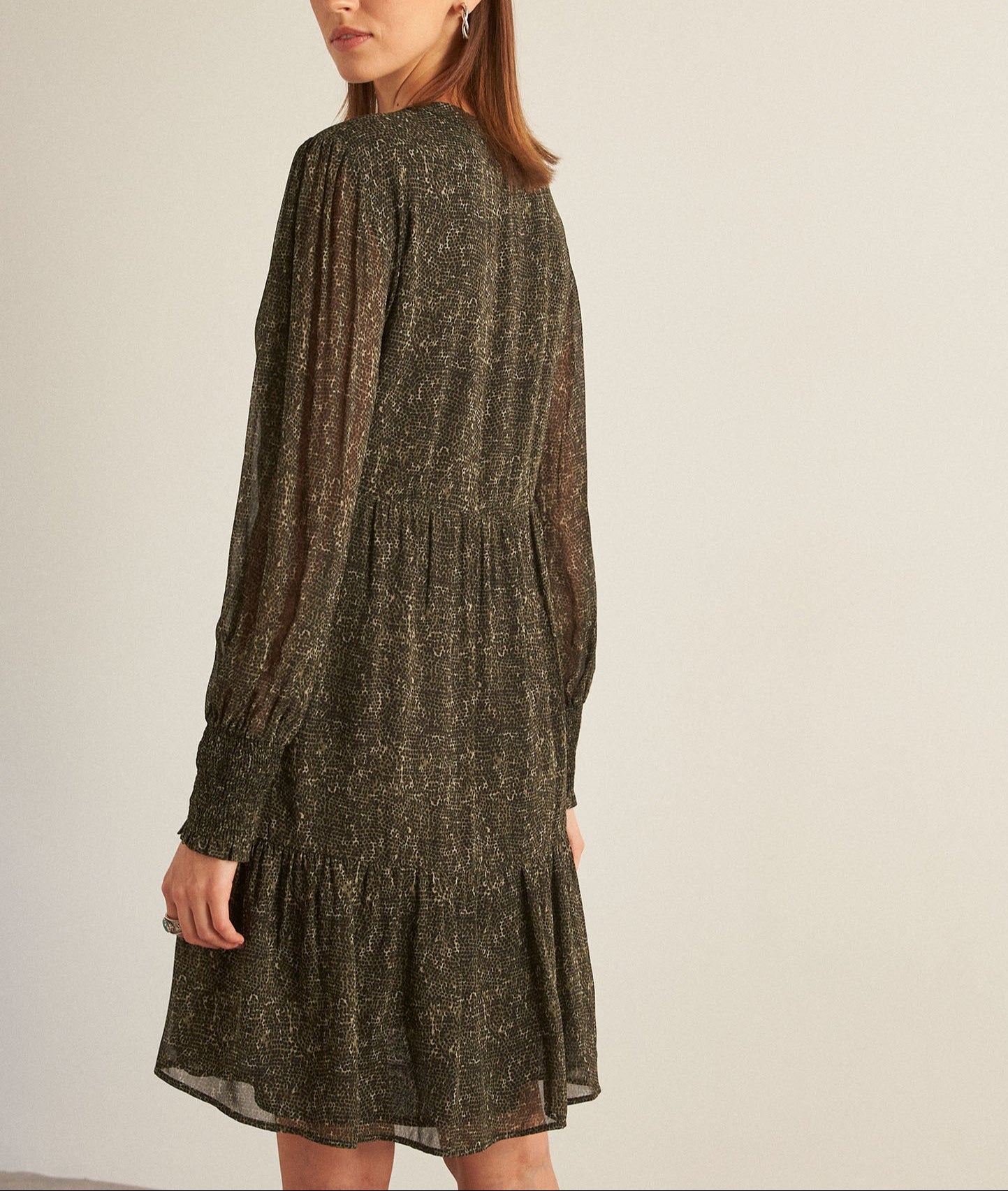 Robe courte kaki imprimée Hadira Faume - seconde main