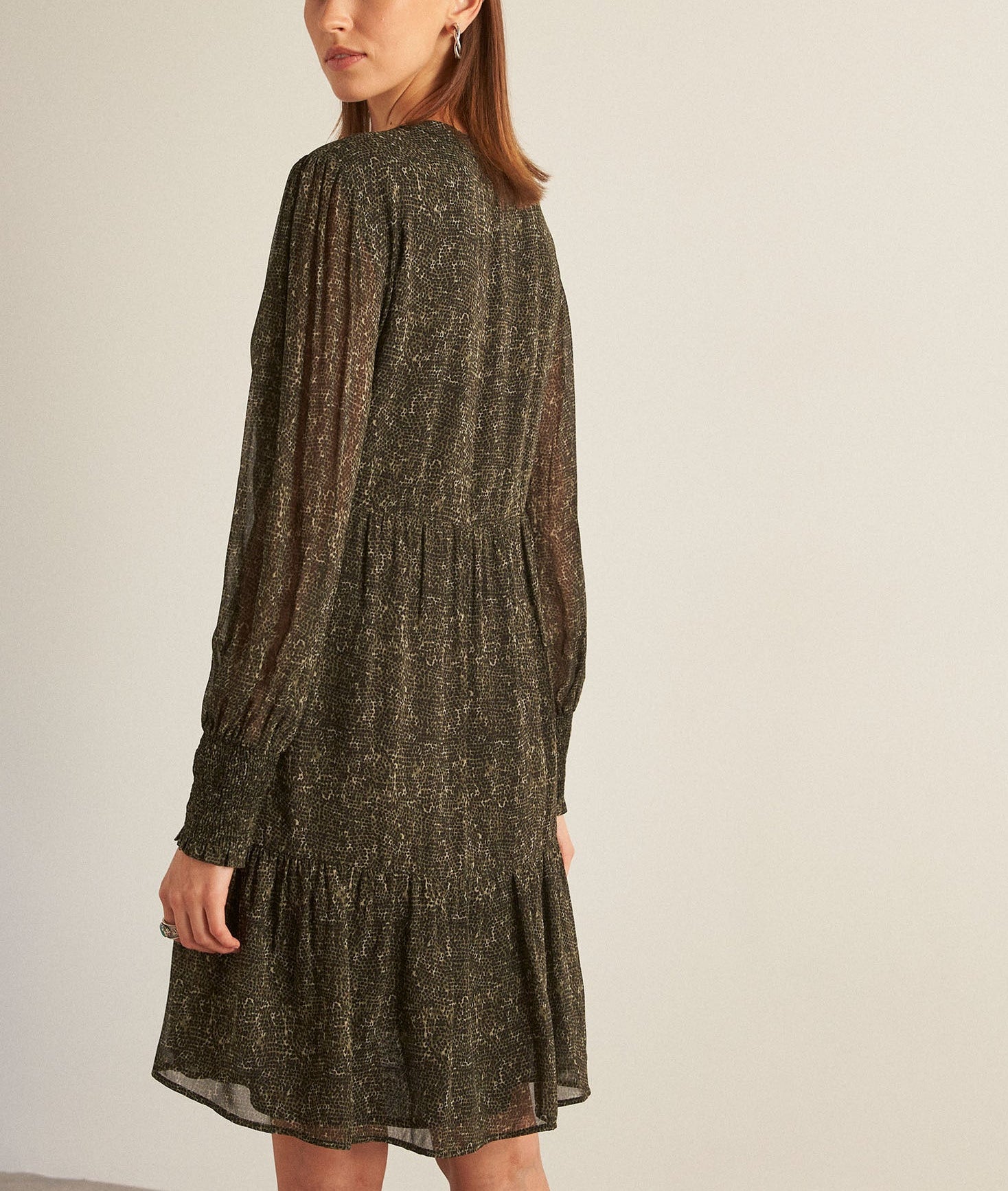 Robe courte kaki imprimée Hadira Faume - seconde main