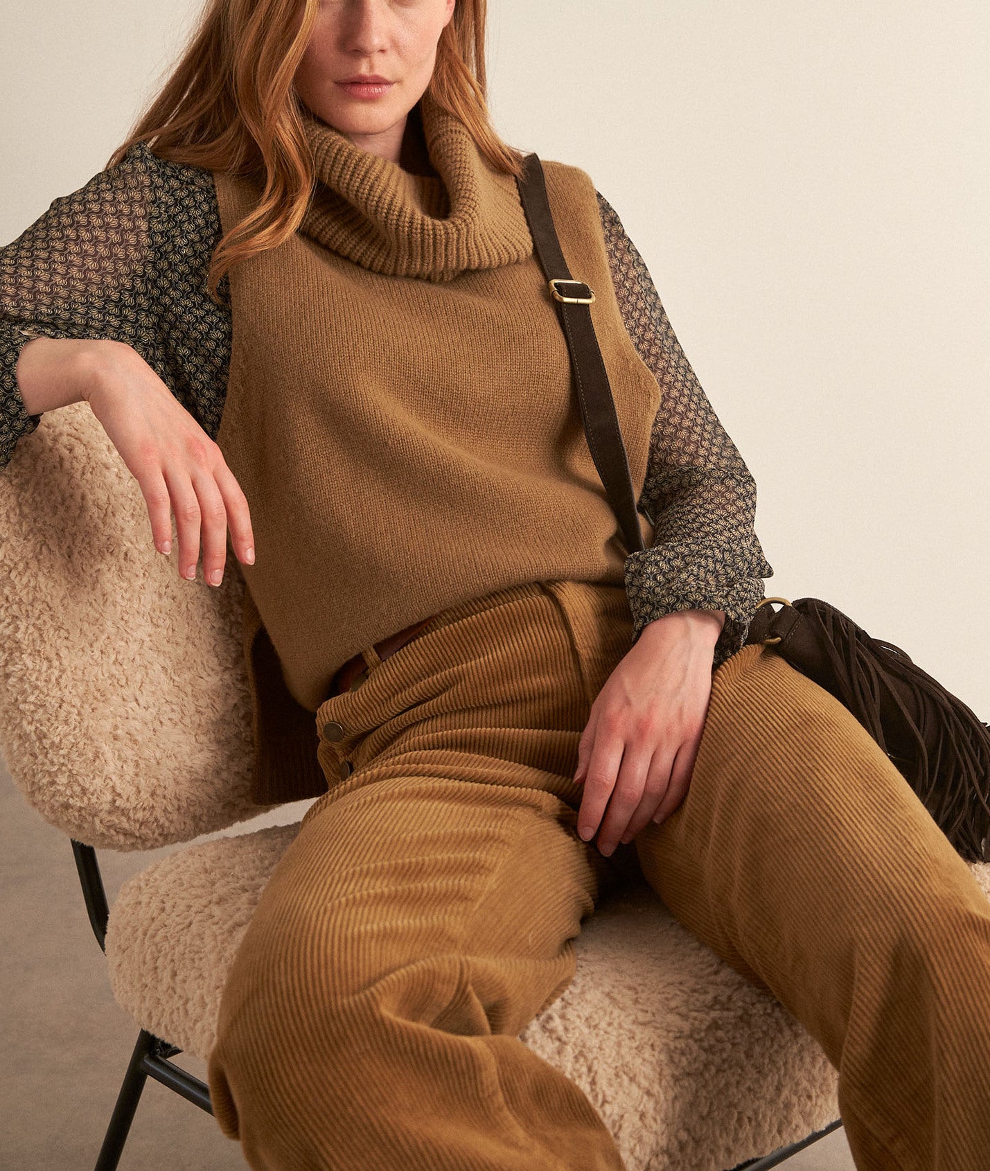 Blouse imprimée noire et beige Lani Faume - seconde main