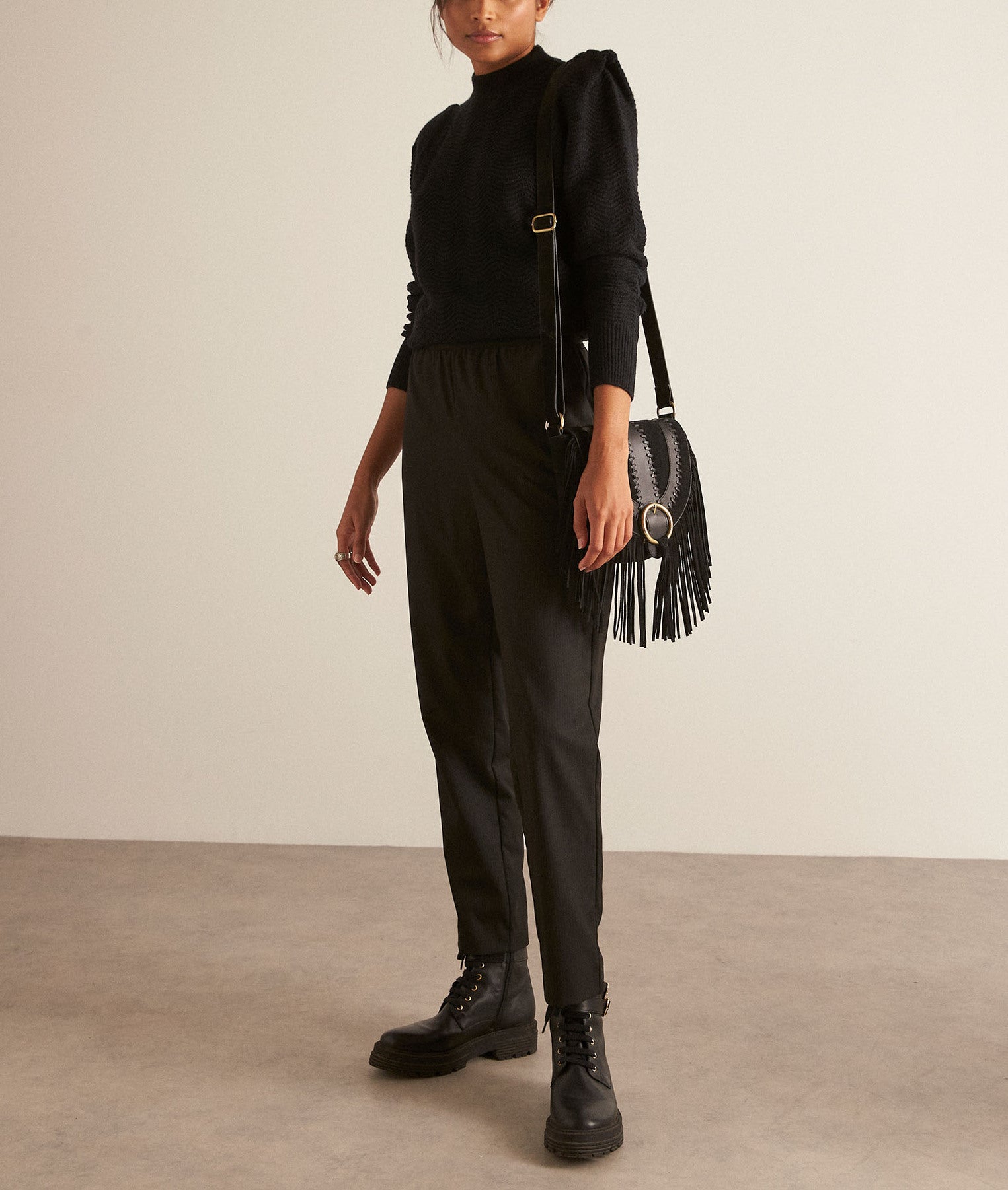 Pantalon cigarette finement rayé marron Drice Faume - seconde main