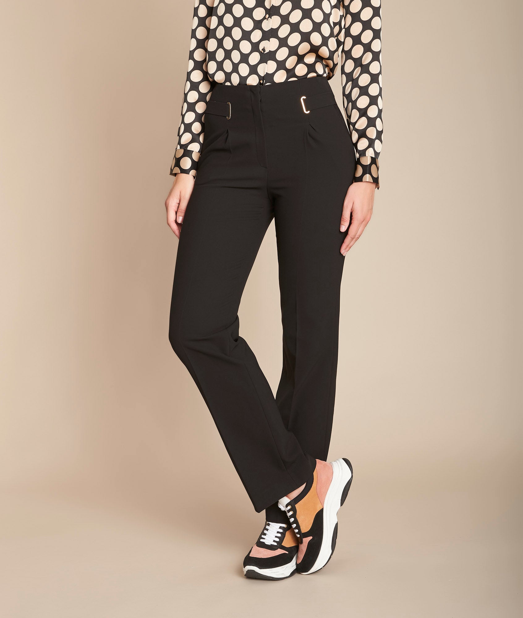 Pantalon noir droit microfibre œillets Elliot Faume - seconde main