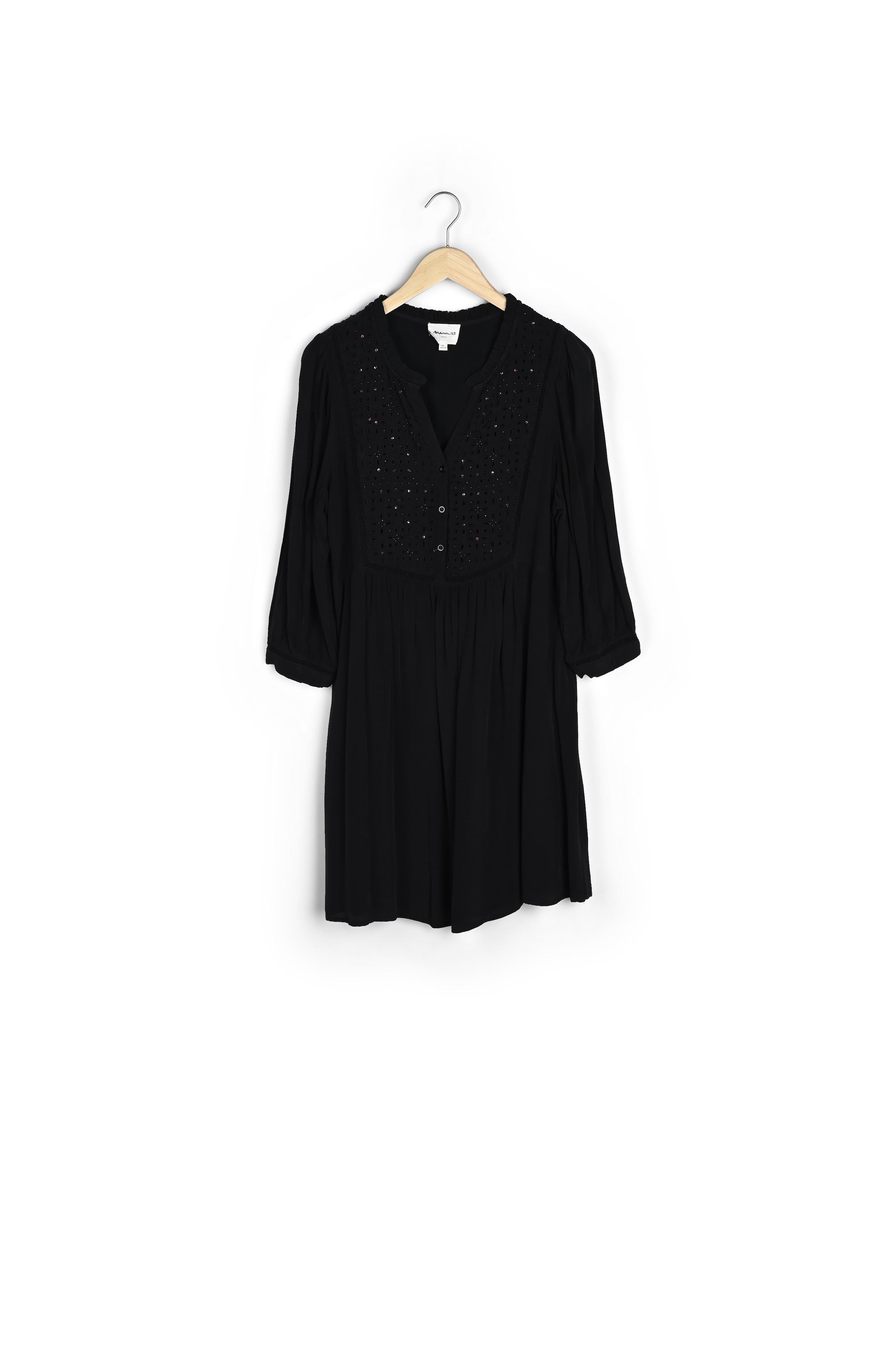 Robe courte à plastron perlé noir Nael Faume - seconde main