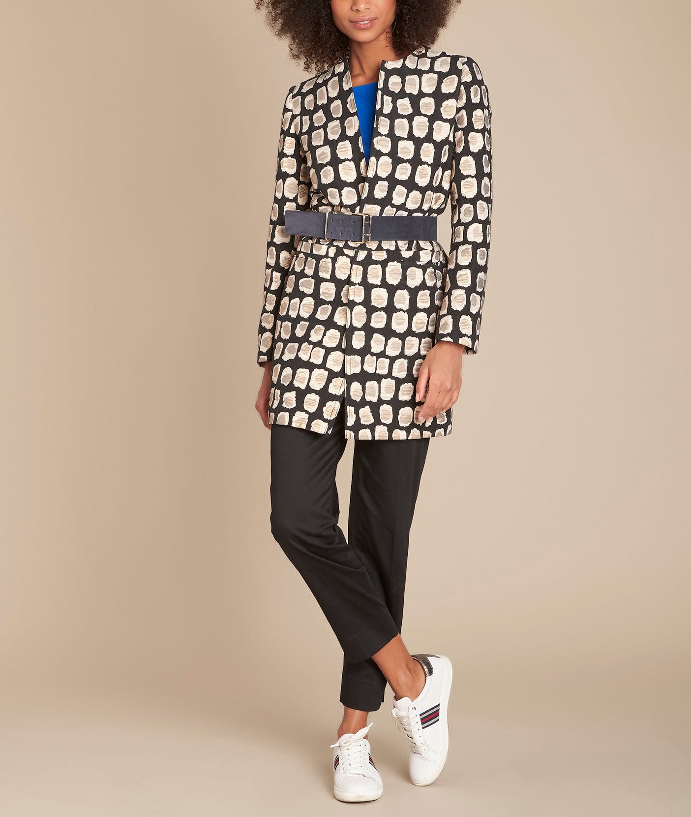 Manteau noir imprimé fantaisie jacquard Kaya Faume - seconde main