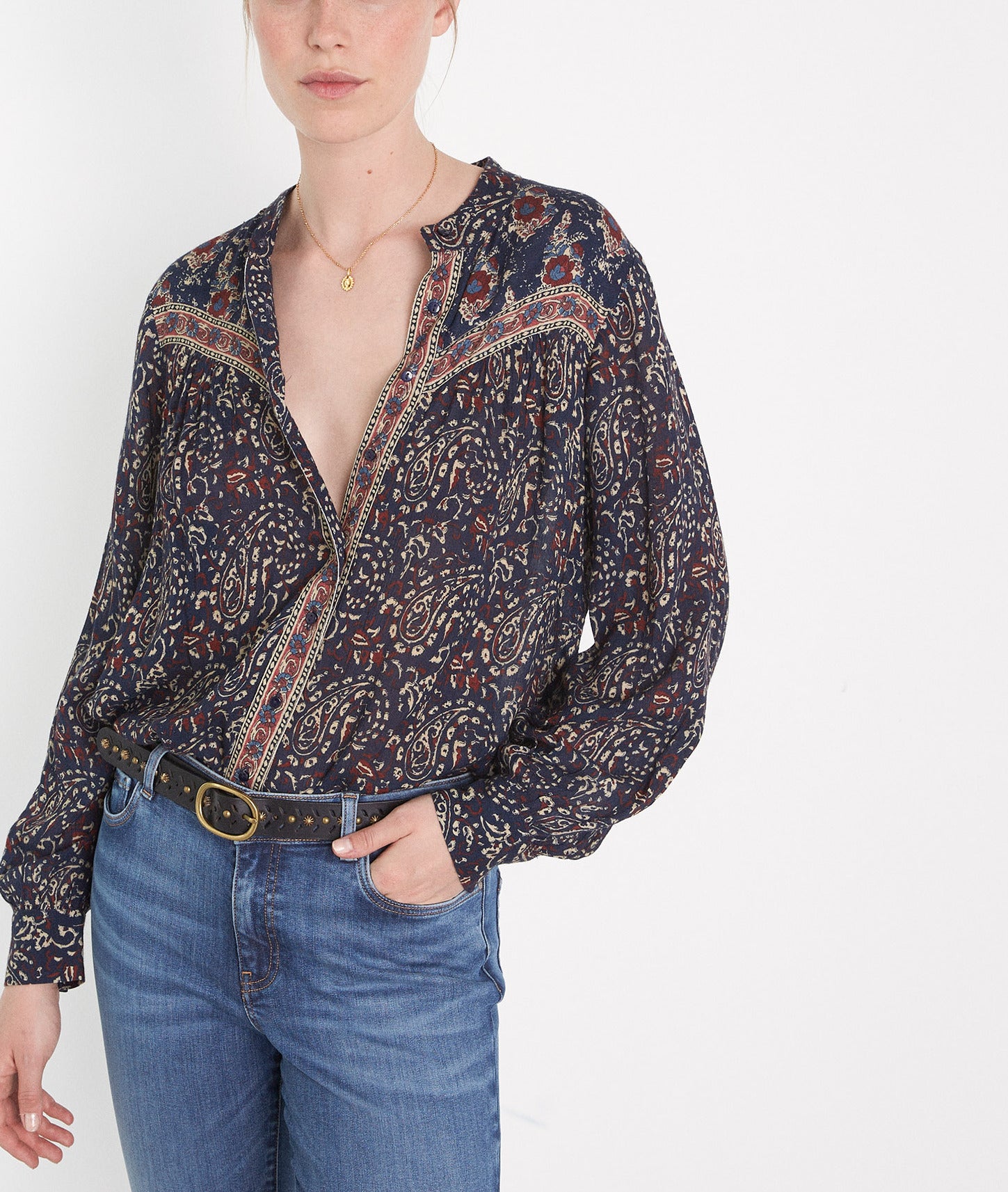 Blouse imprimée encre Cindra Faume - seconde main